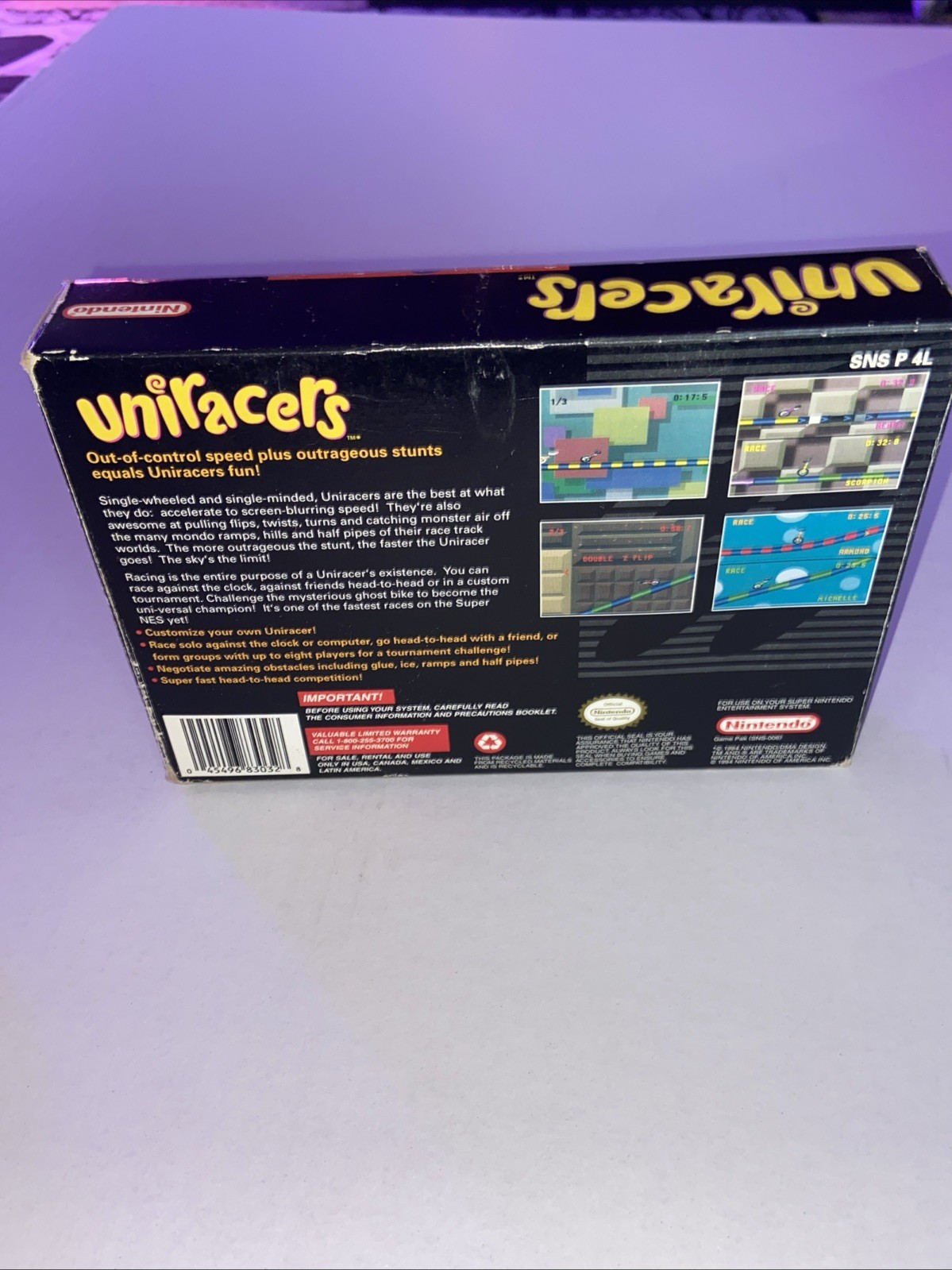 CIB Authentic Uniracers Super Nintendo SNES W/ Map Poster & All Paperwork Tested