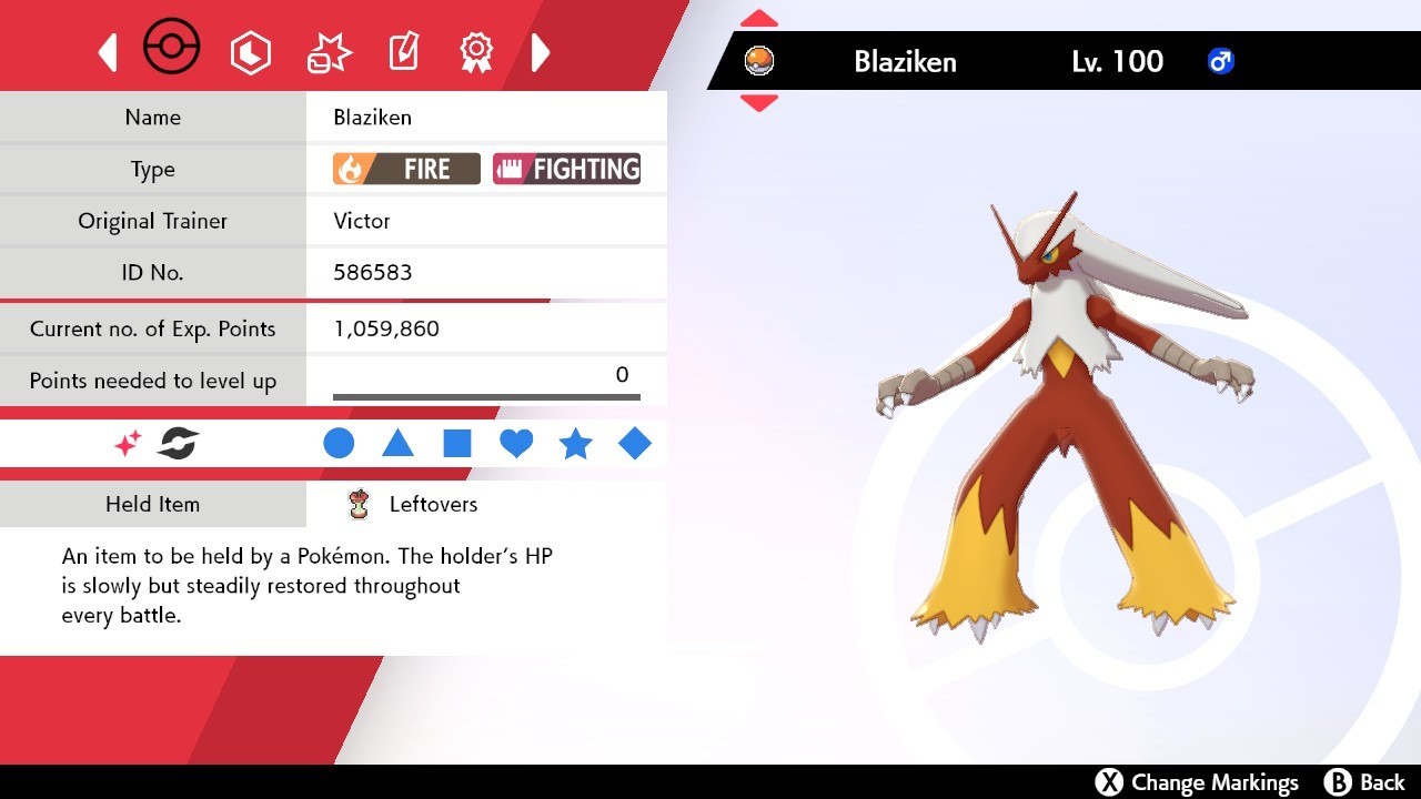 Blaziken Shiny 6IVS Pokemon Sword and Shield