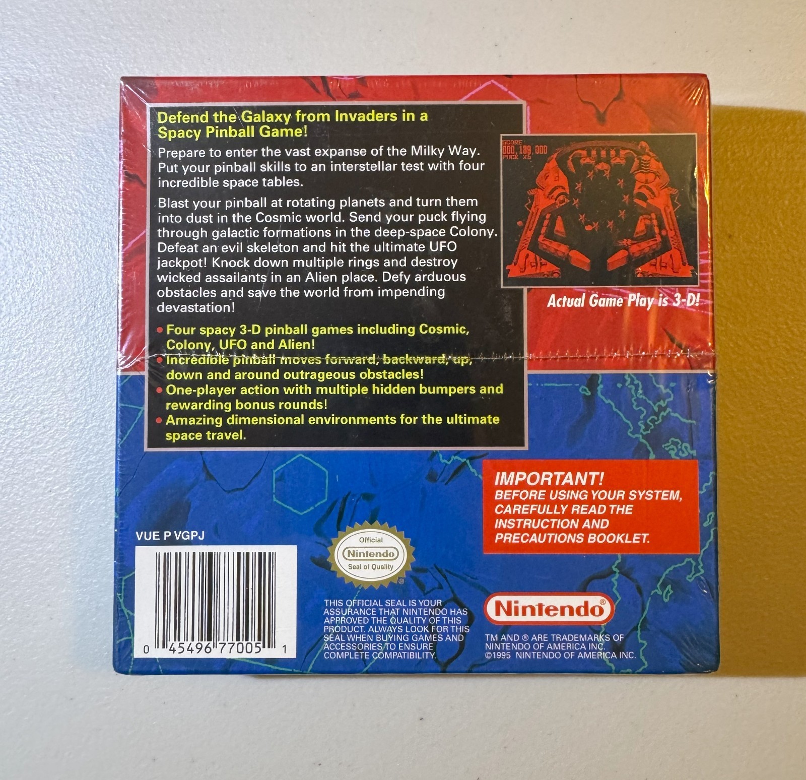 Galactic Pinball Nintendo Virtual Boy Brand New Factory Sealed – Collector Item
