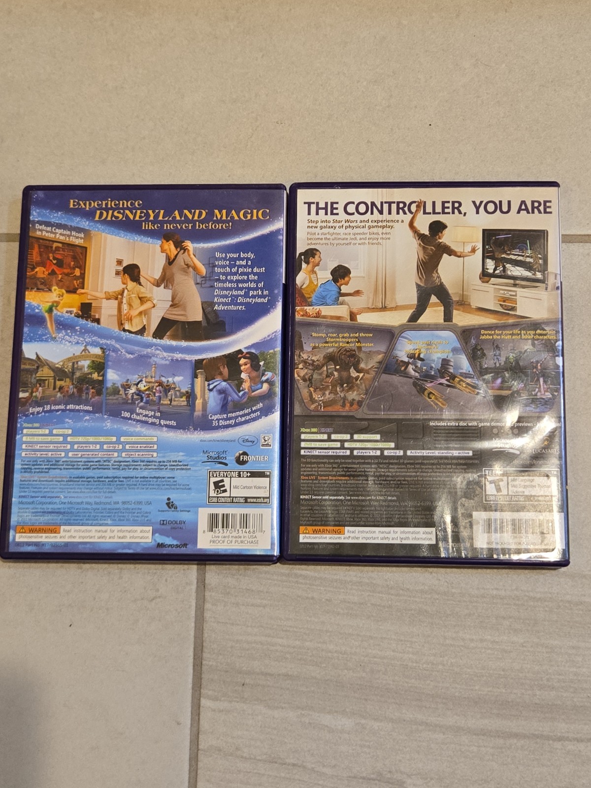 2 xbox 360 kinect games Star Wars And Disneyland Adventures