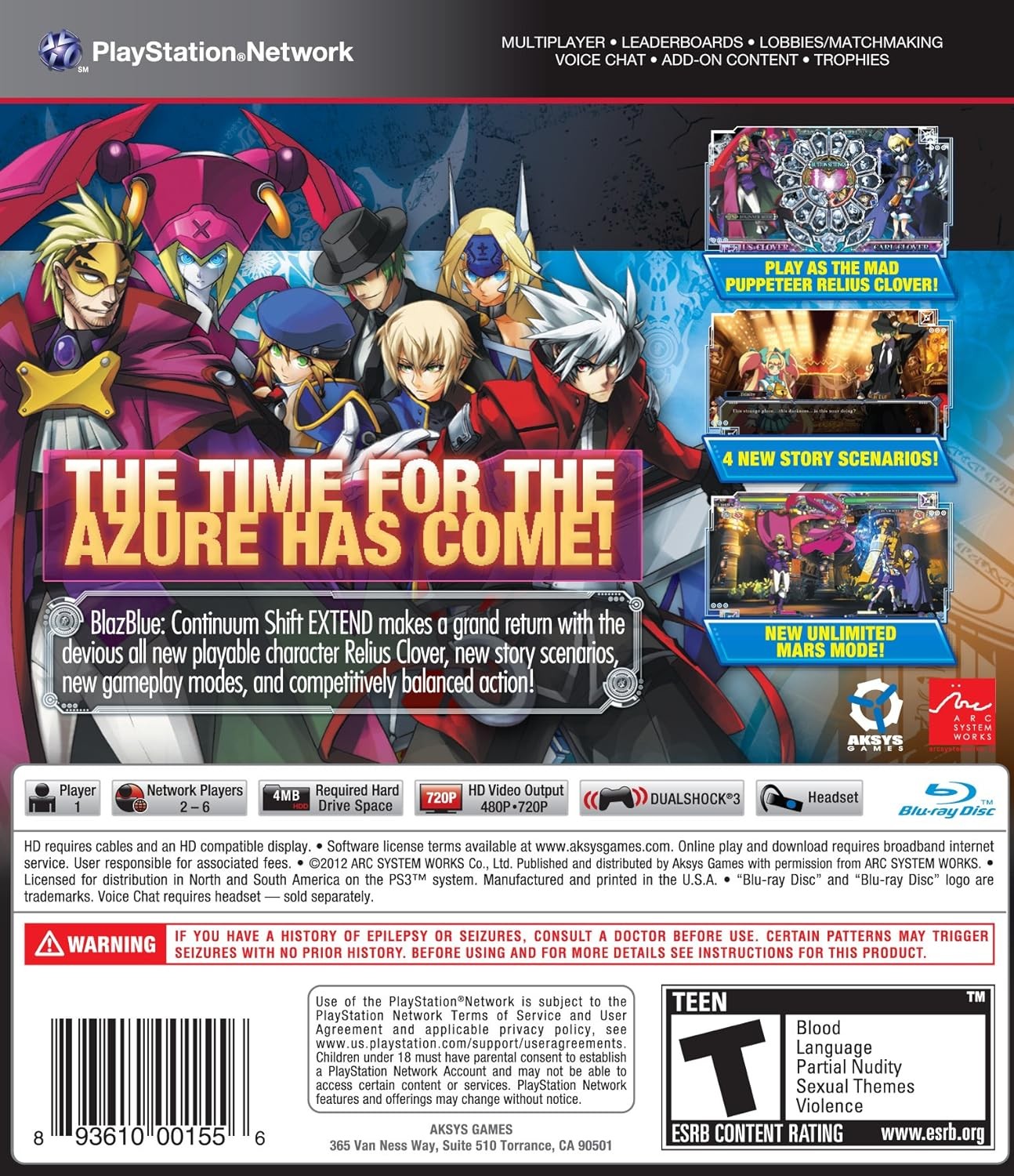 BlazBlue: Continuum Shift EXTEND – standard edition – Plays (Sony Playstation 3)