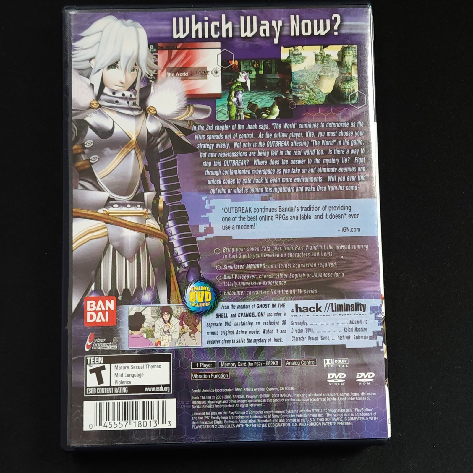 .hack//Outbreak Part 3 PS2 CIB NTSC-U/C Tested Reg Card & DVD Included