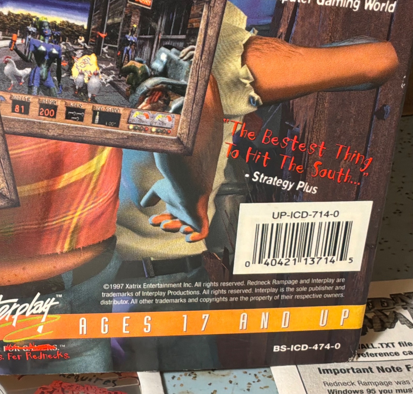 1997 INTERPLAY REDNECK RAMPAGE CD DOS VERSION w/NEWSPAPER HINT SHEET BOX