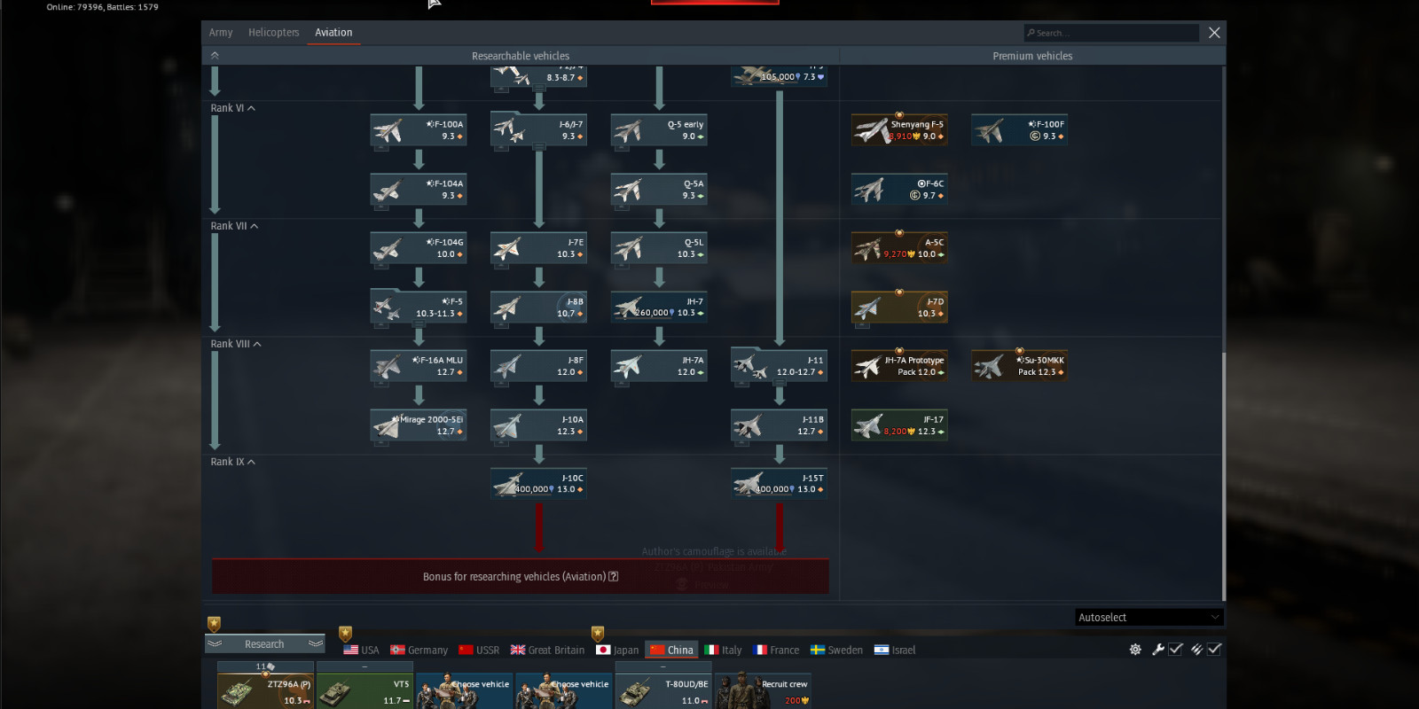 war thunder account MAX TREE CHINA AIR/3 premium tanks/3 premium usa
