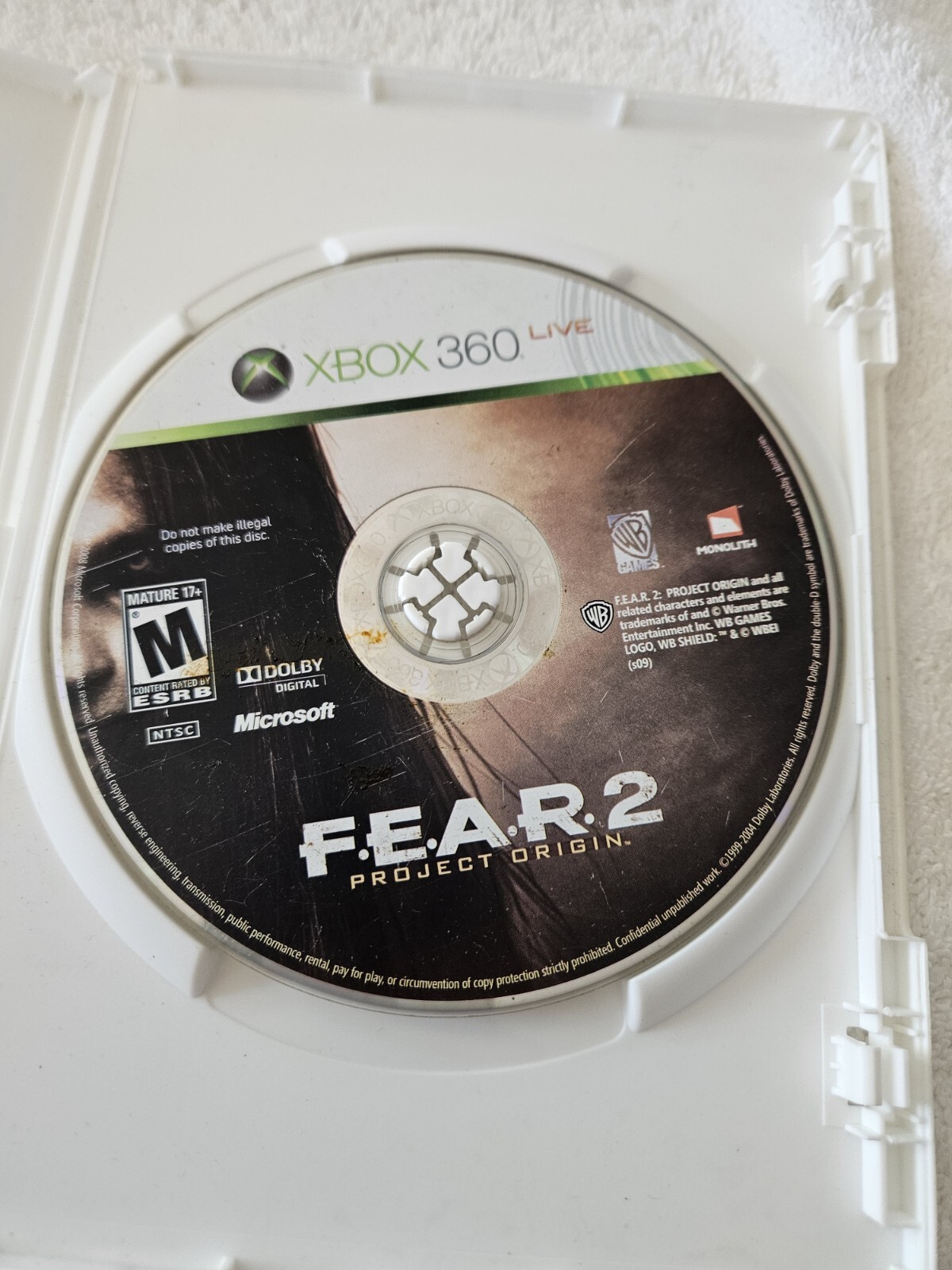 Fear 2 Project Origin Microsoft Xbox 360 2009 Tested Disc Only