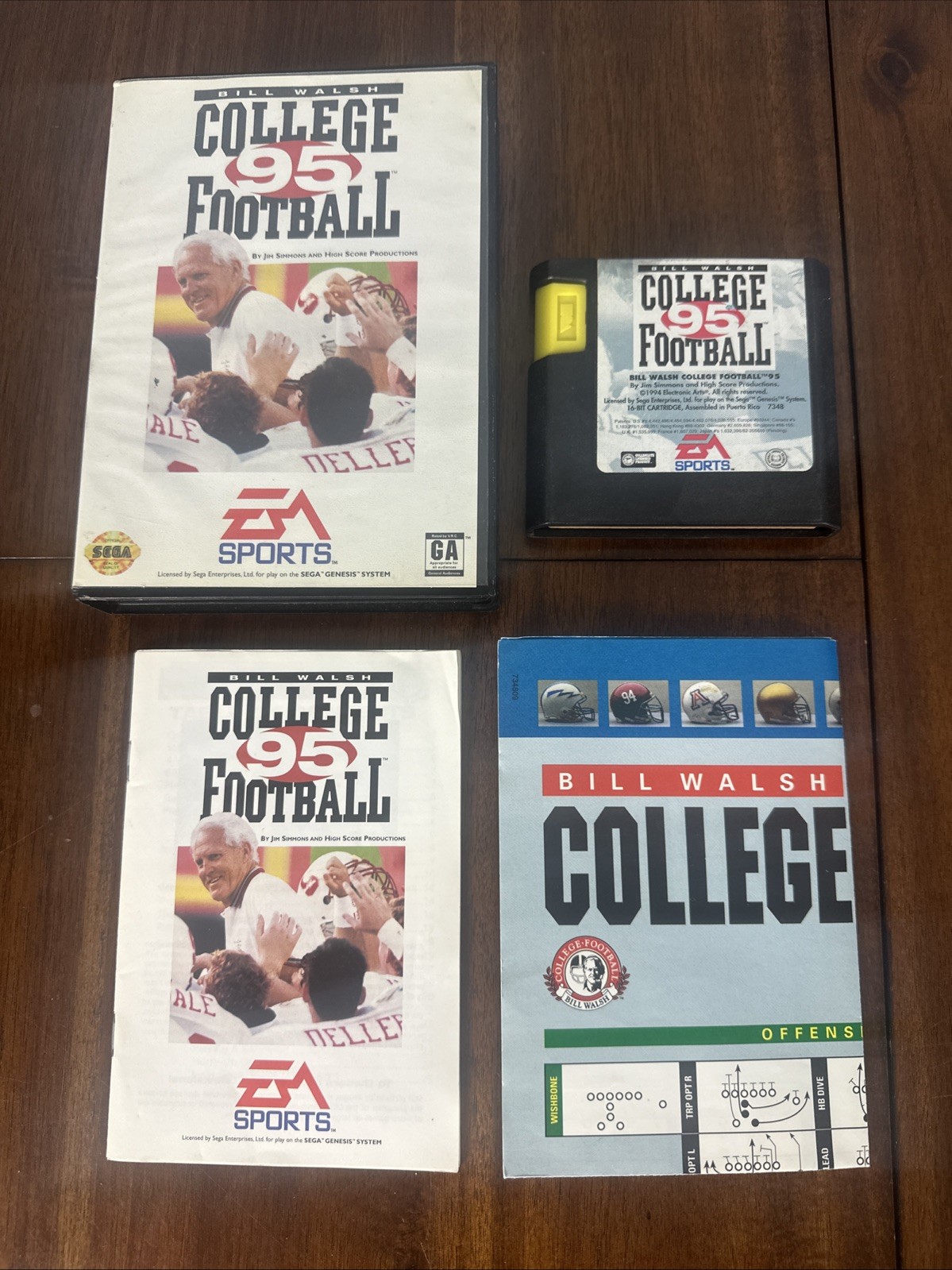Bill Walsh College Football 95 (Sega Genesis 1994) Complete with Playbook Tested