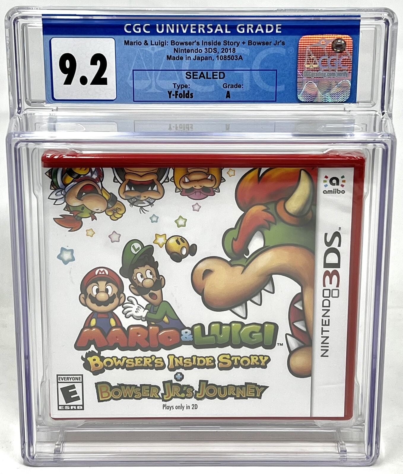 2018 Mario & Luigi: Bowser’s Inside Story + Bowser Jr’s CGC 9.2 Sealed 3DS