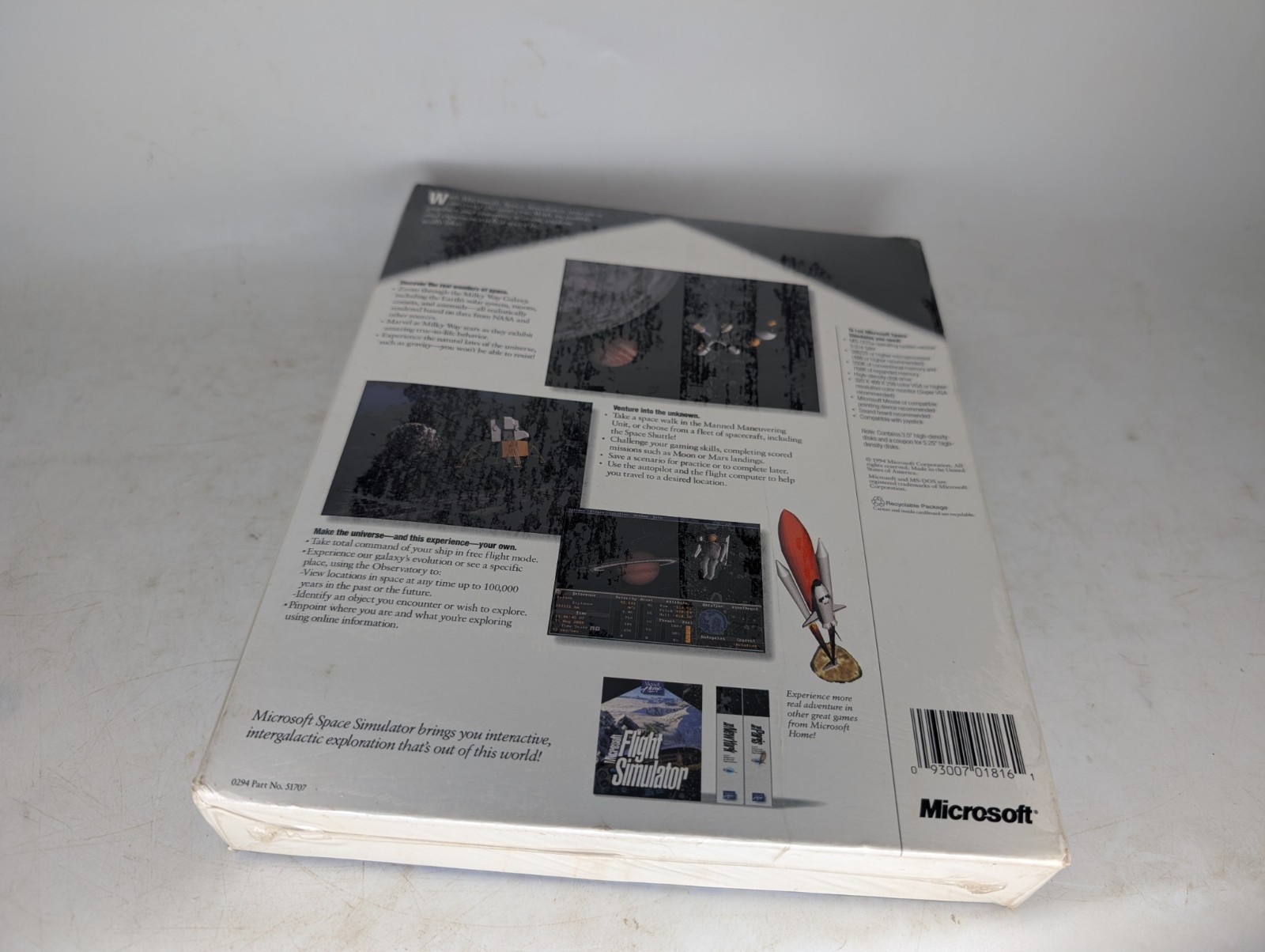 Microsoft Space Simulator for PC 1994 3 3.5″ Disks MS-DOS Video Game (BRAND NEW)