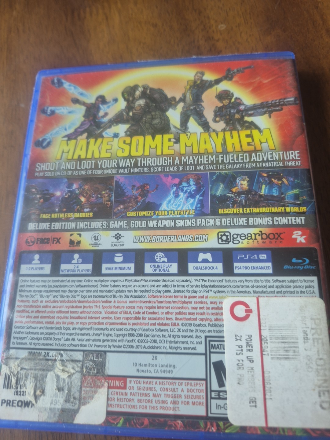 Gearbox Software Borderlands 3 PlayStation 4 Action Shooter M Manual Included