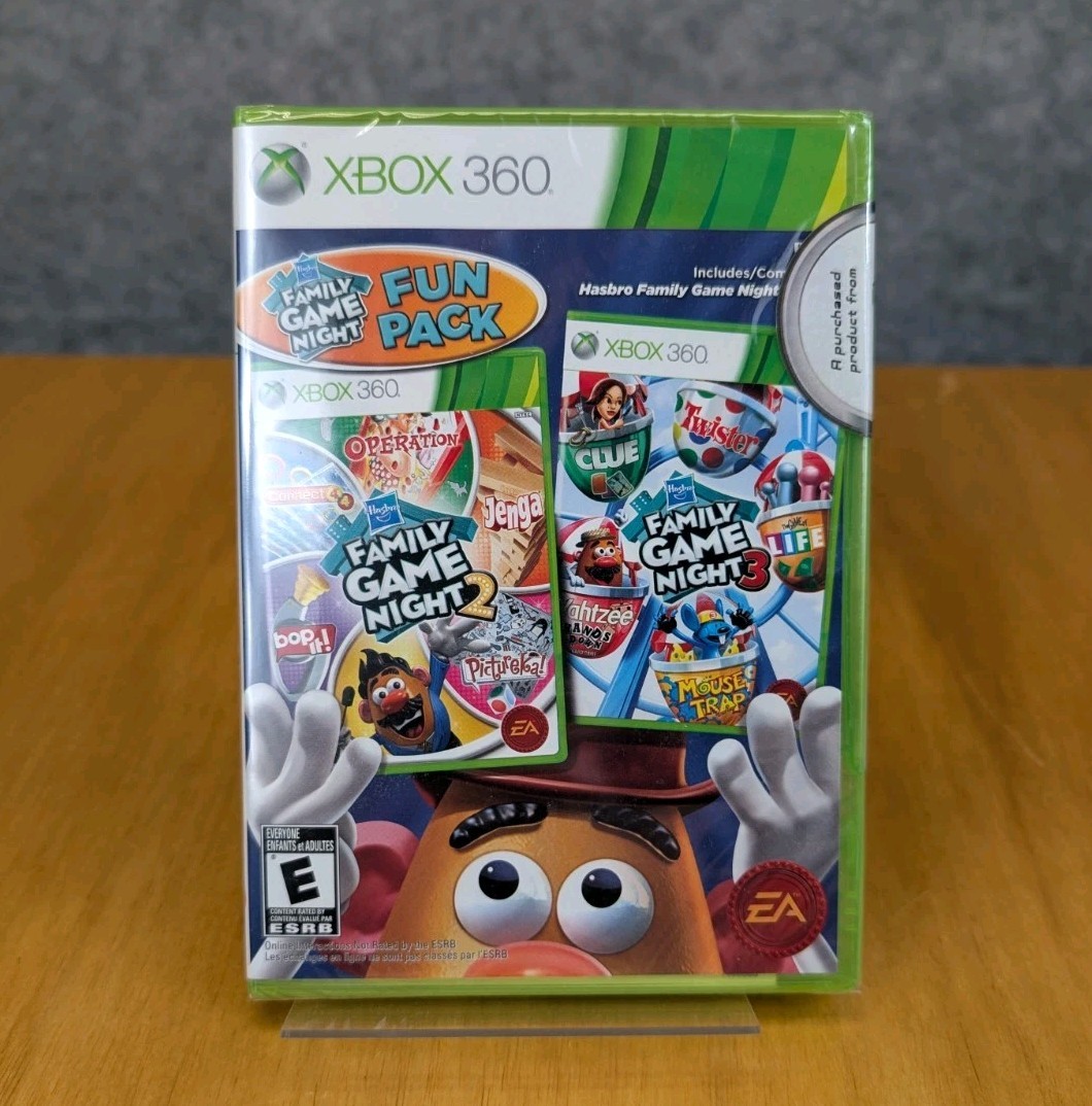 Hasbro Family Game Night Fun Pack 2 & 3 (Microsoft Xbox 360, 2011) New Sealed