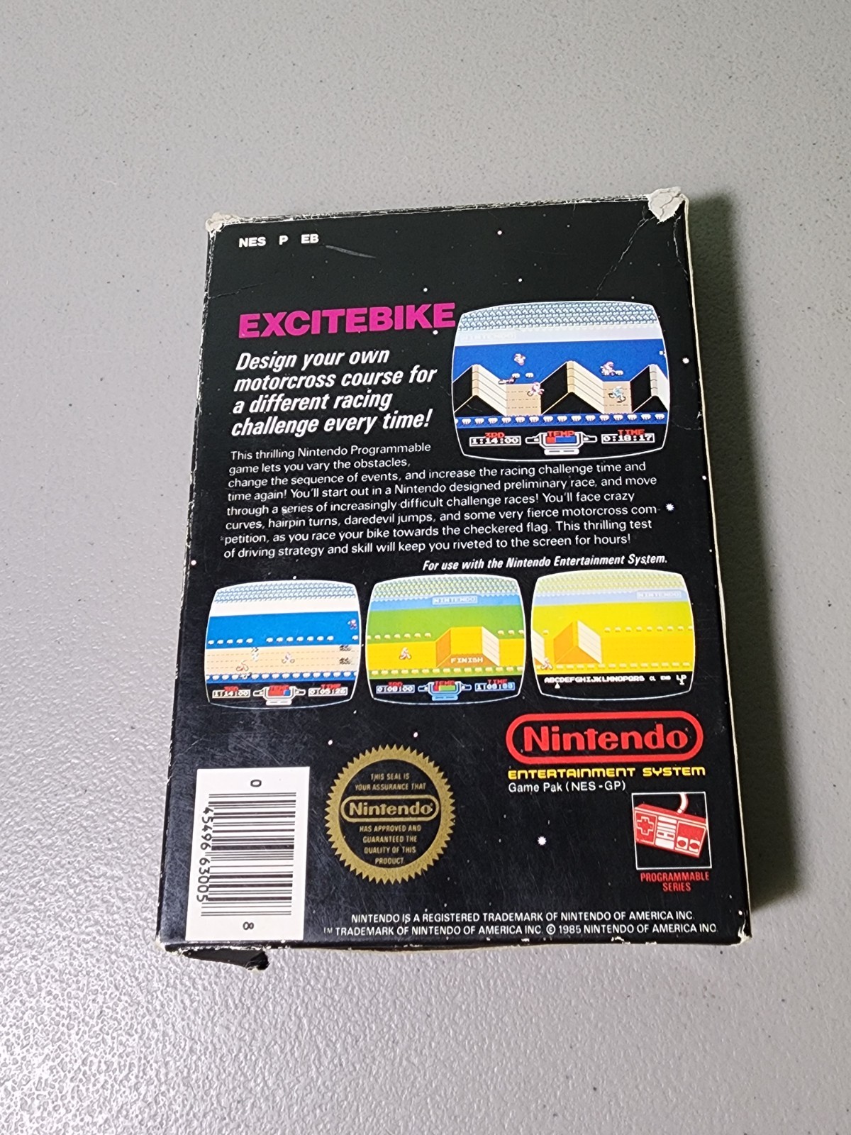 NES Excitebike (Nintendo NES, 1985) Complete CIB w/ Game Manual Box – Tested