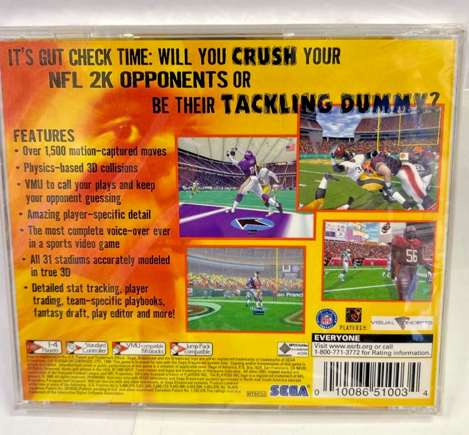 NFL 2K (Sega Dreamcast) Brand New Factory Sealed