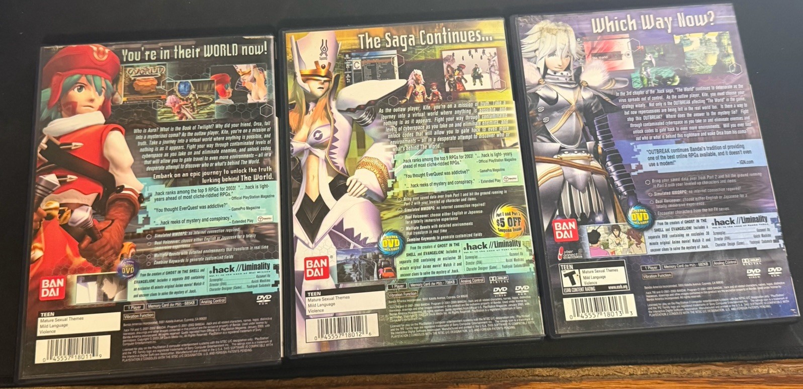 Dot .hack Part 1 2 3 Infection Mutation Outbreak PS2 DVD Anime Lot Bundle Bandai