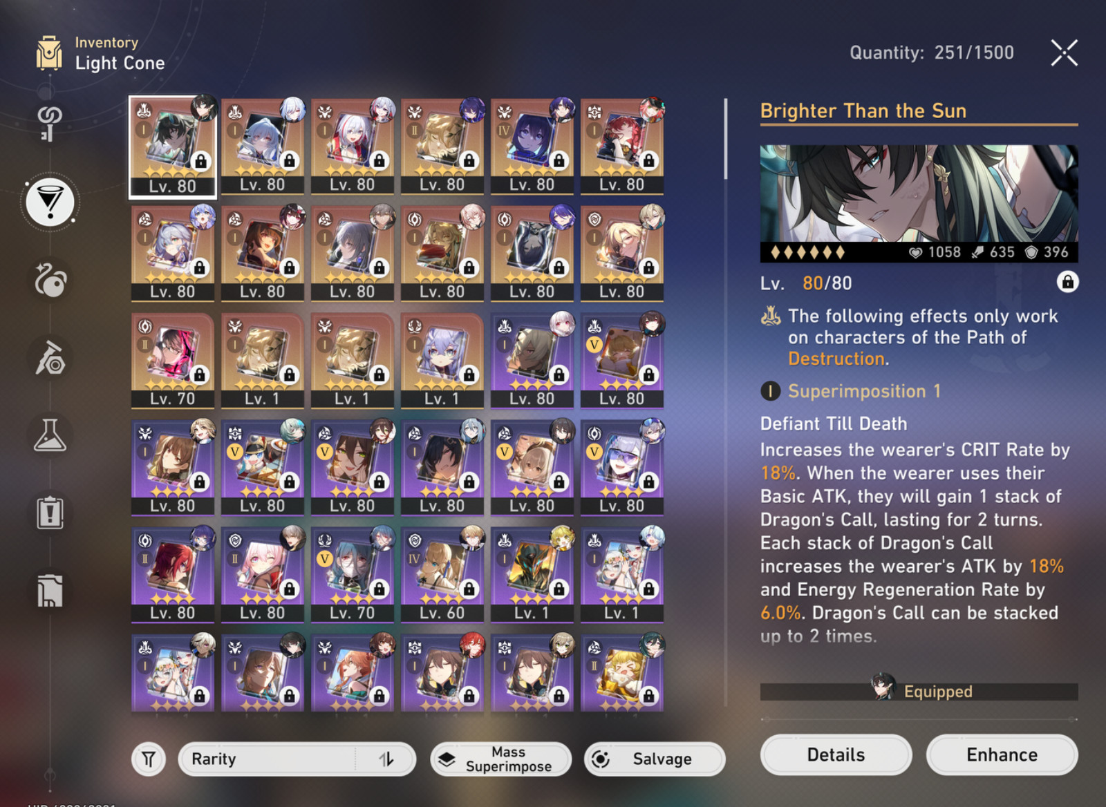 HSR NA E6 AVENTURINE + LC, 134 PULLS, MAX LEVEL ACCOUNT + E1 TOPAZ, AND MORE