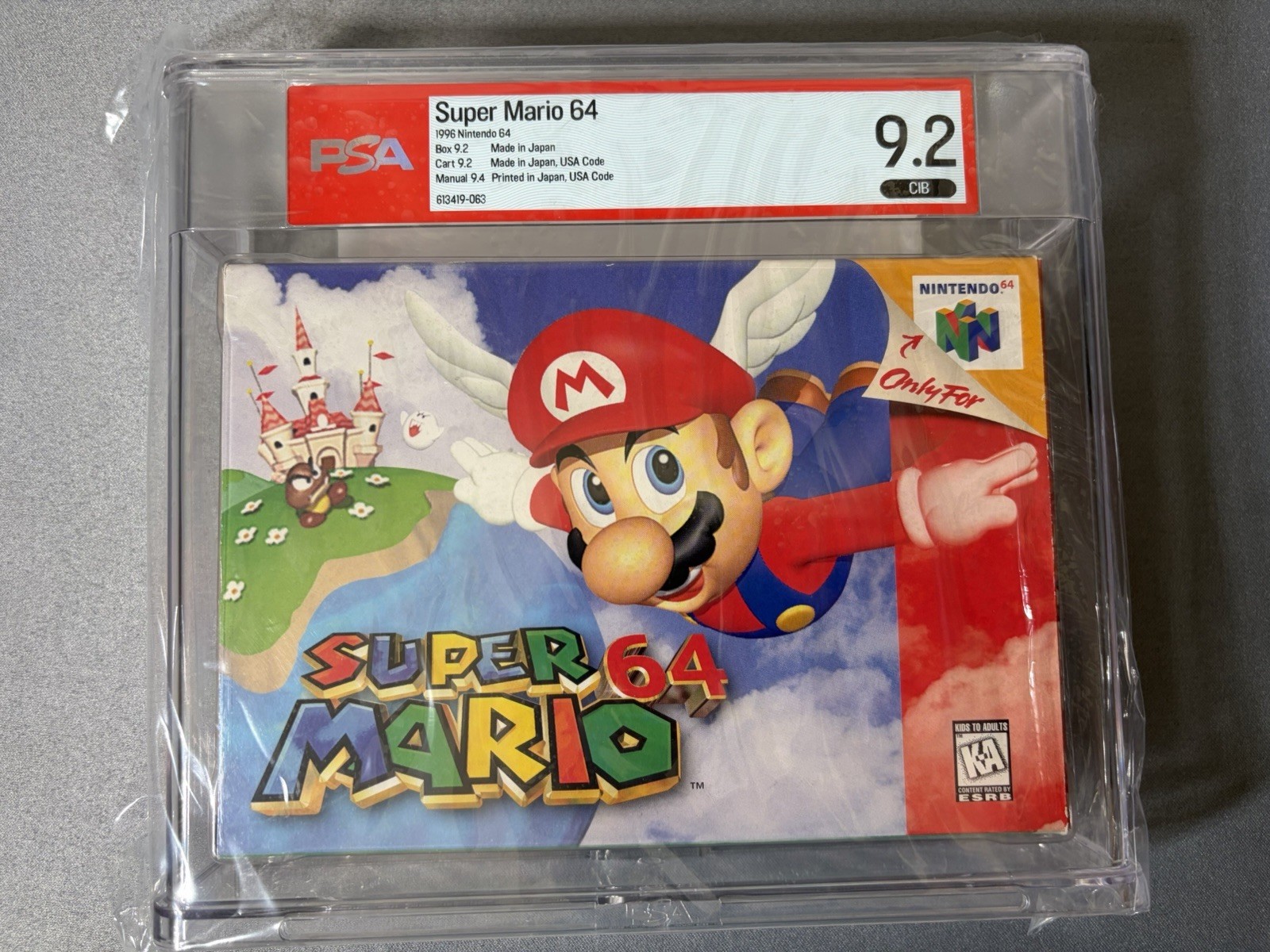Super Mario 64 Nintendo N64 Complete PSA 9.2