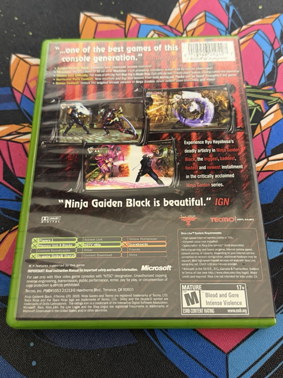Ninja Gaiden Black Microsoft Xbox 2005 No Manual, Tested, Working