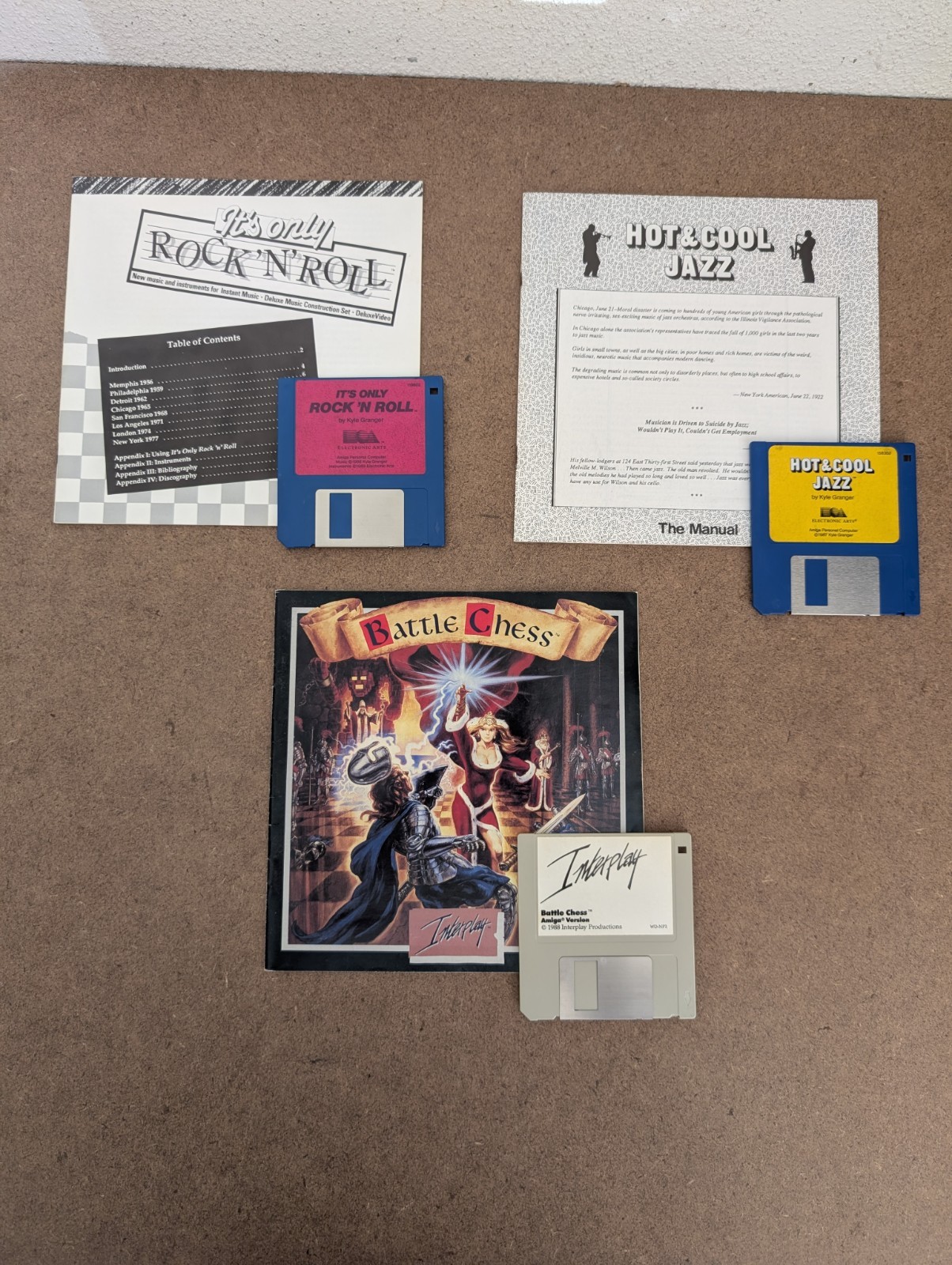 Lot 3 Commodore AMIGA Games – Battle Chess – Only Rock & Roll – Hot & Cool Jazz