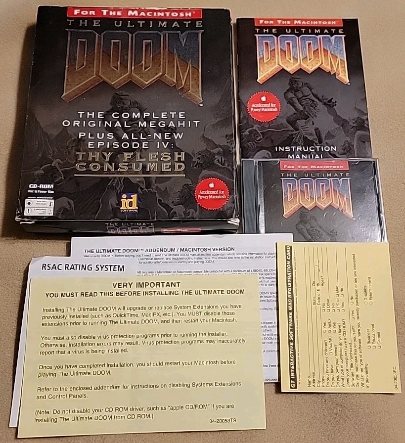 The Ultimate Doom (Apple, 1995) Thy Flesh Consumed For The Macintosh Big Box CIB