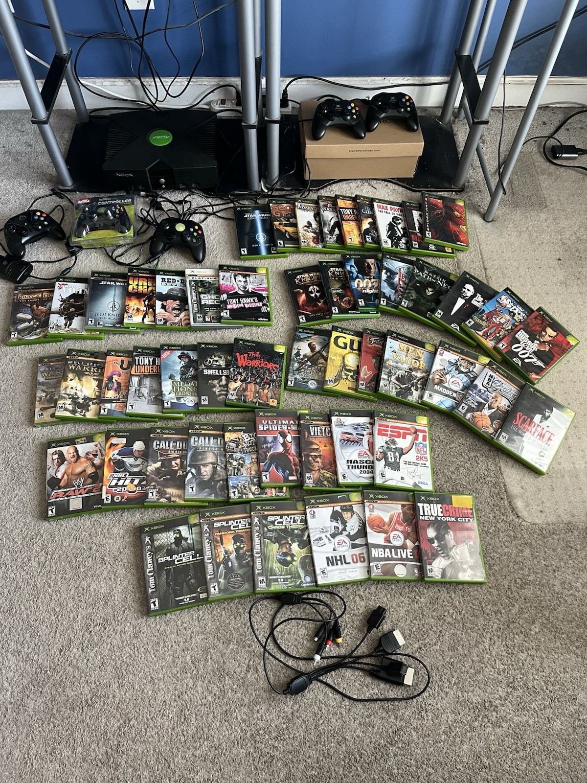 Original Xbox Console w/ 52 Games, 5 Controllers & HDMI Converter. Tested&Works