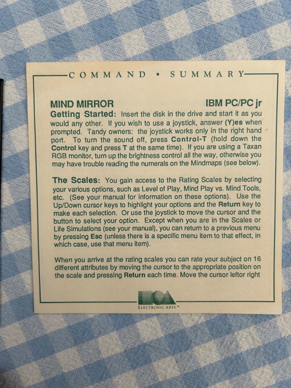 Timothy Leary’s Mind Mirror IBM PC Electronic Arts 1985 Computer Game