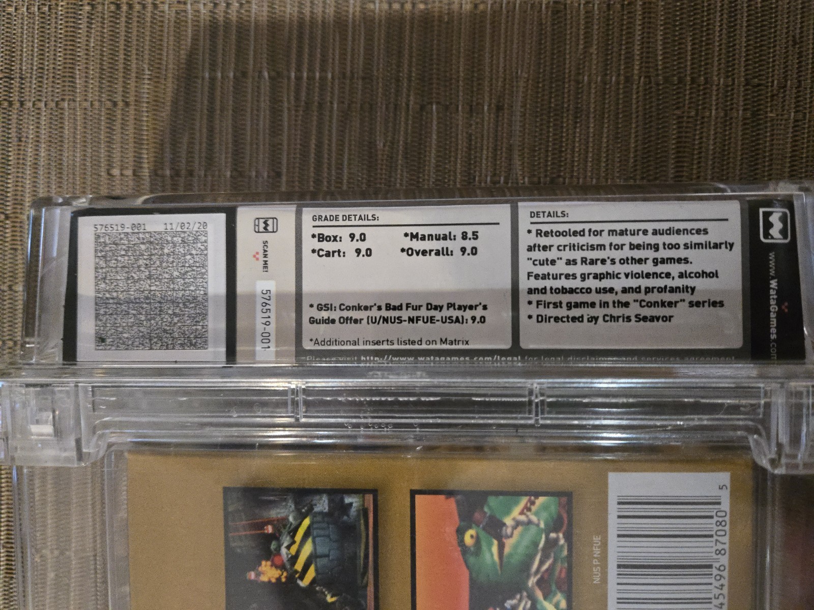 2001 N64 Conker’s Bad Fur Day Graded WATA 9.0 A CIB