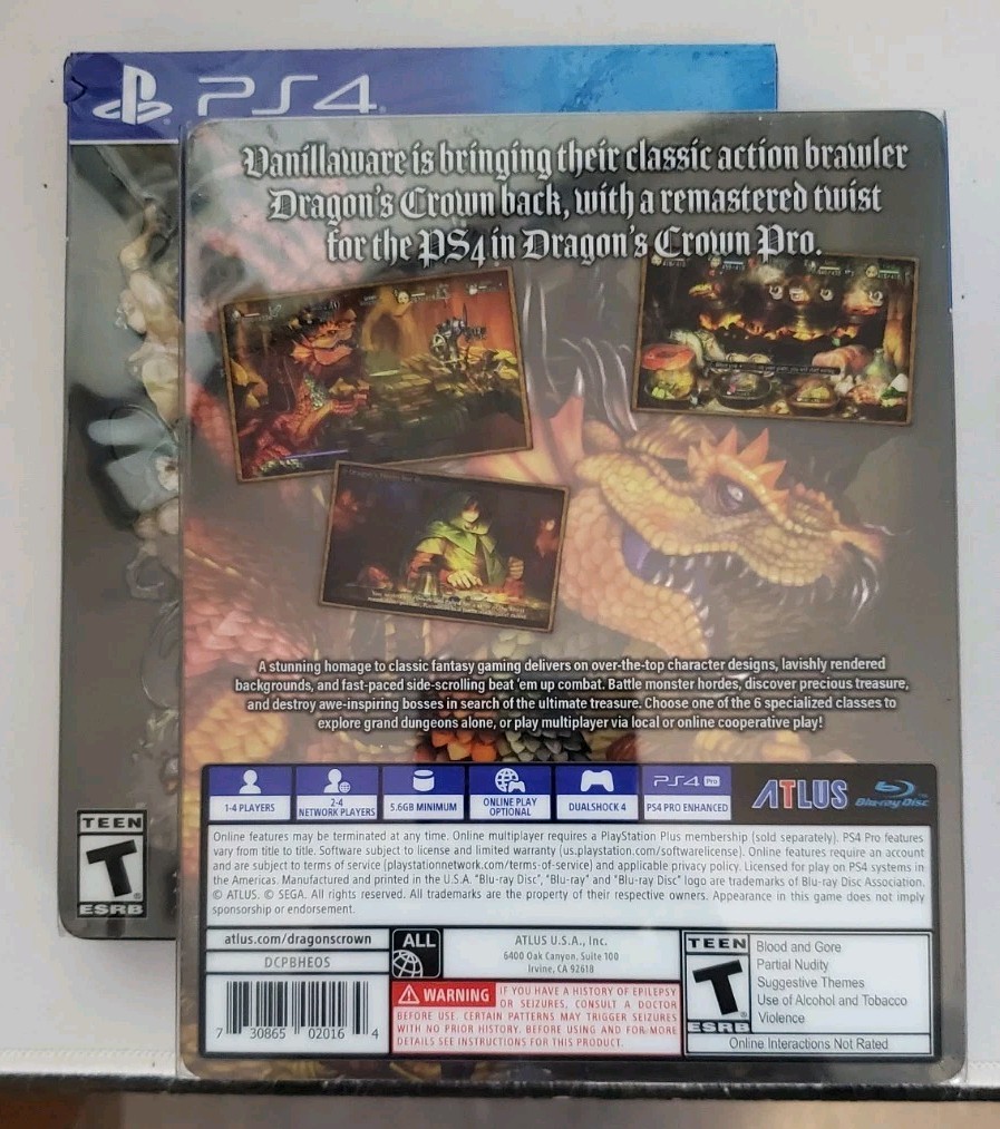 Dragon’s Crown Pro: Battle Hardened Edition Case PS4 Steelbook ONLY **NO GAME**