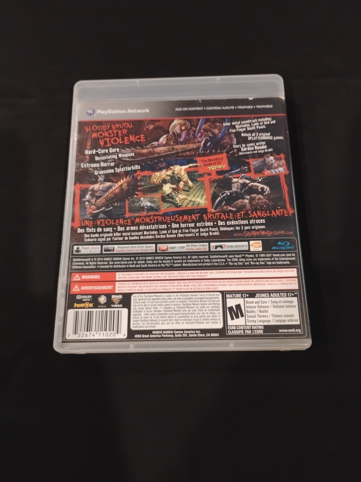 Splatterhouse (Sony PlayStation 3 PS3) Complete CIB W / Manual TESTED VGC