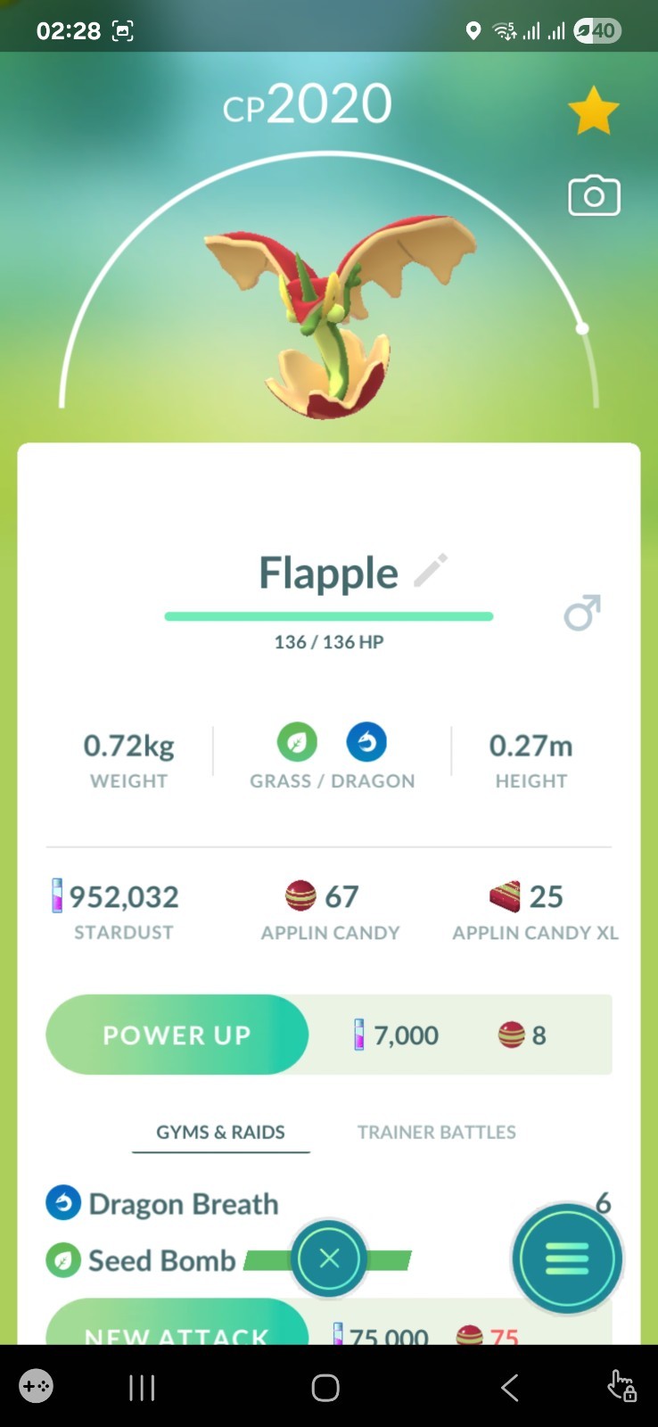 Flapple ( Applin Evolution ) Pokemon Tr@de Go