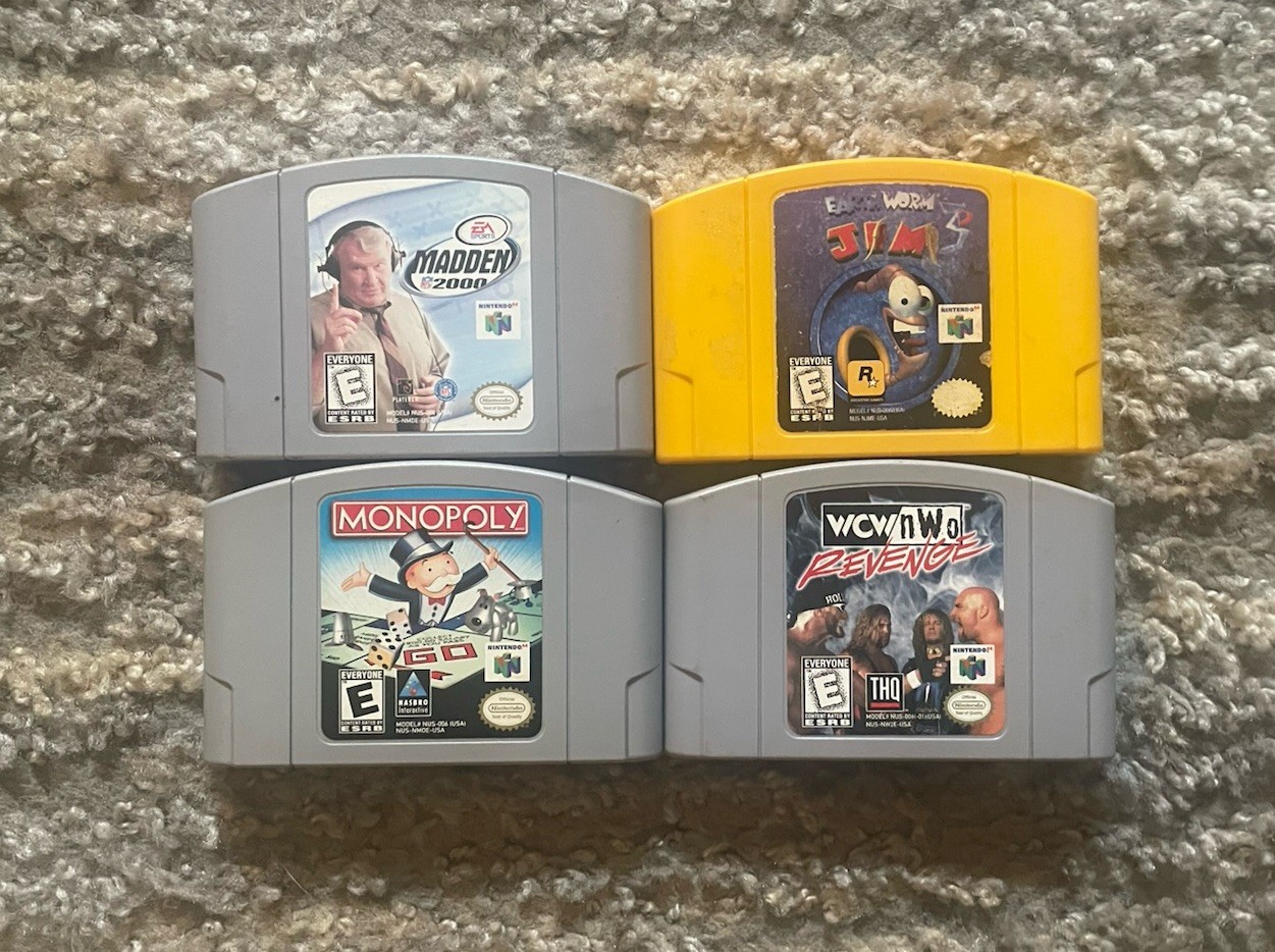 Nintendo 64 Lot Of 4 N64 Games- All Tested And Working. Earthworm Jim 3D
