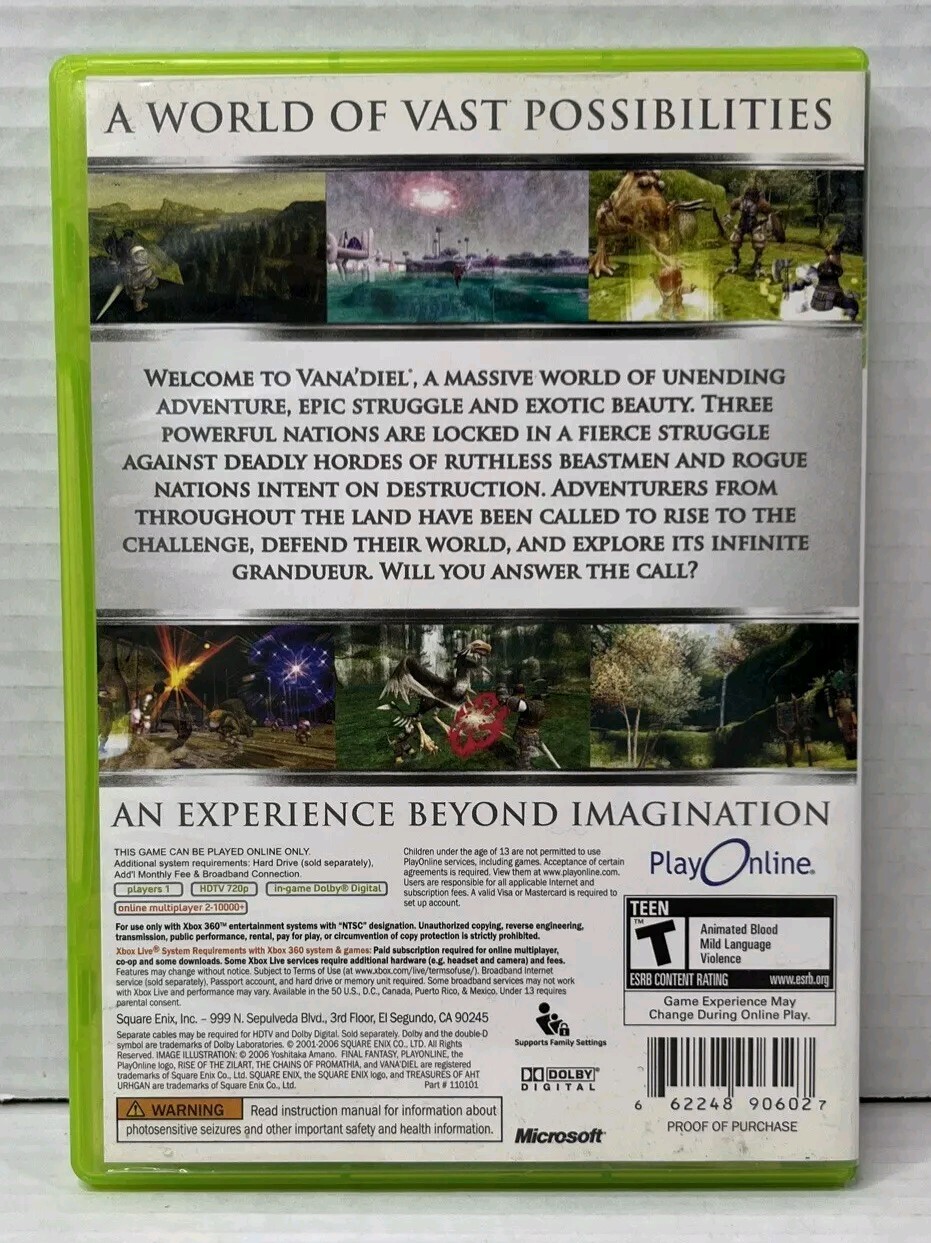 Final Fantasy XI Online (Microsoft Xbox 360, 2006) – Manuals Included