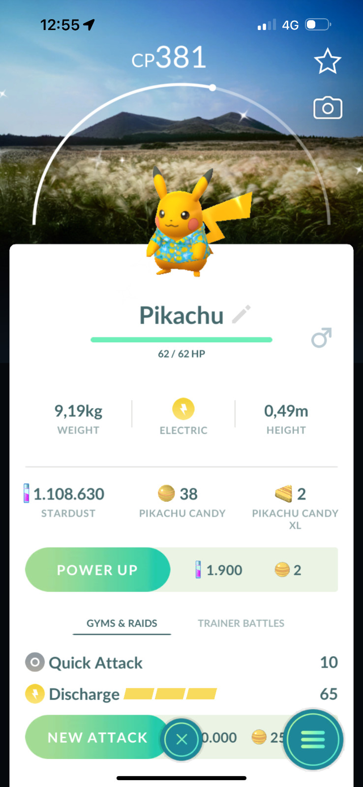 Shiny Pikachu Blue Shirt (Citrus) Jeju Island Back-ground TR-DE 20k stardust