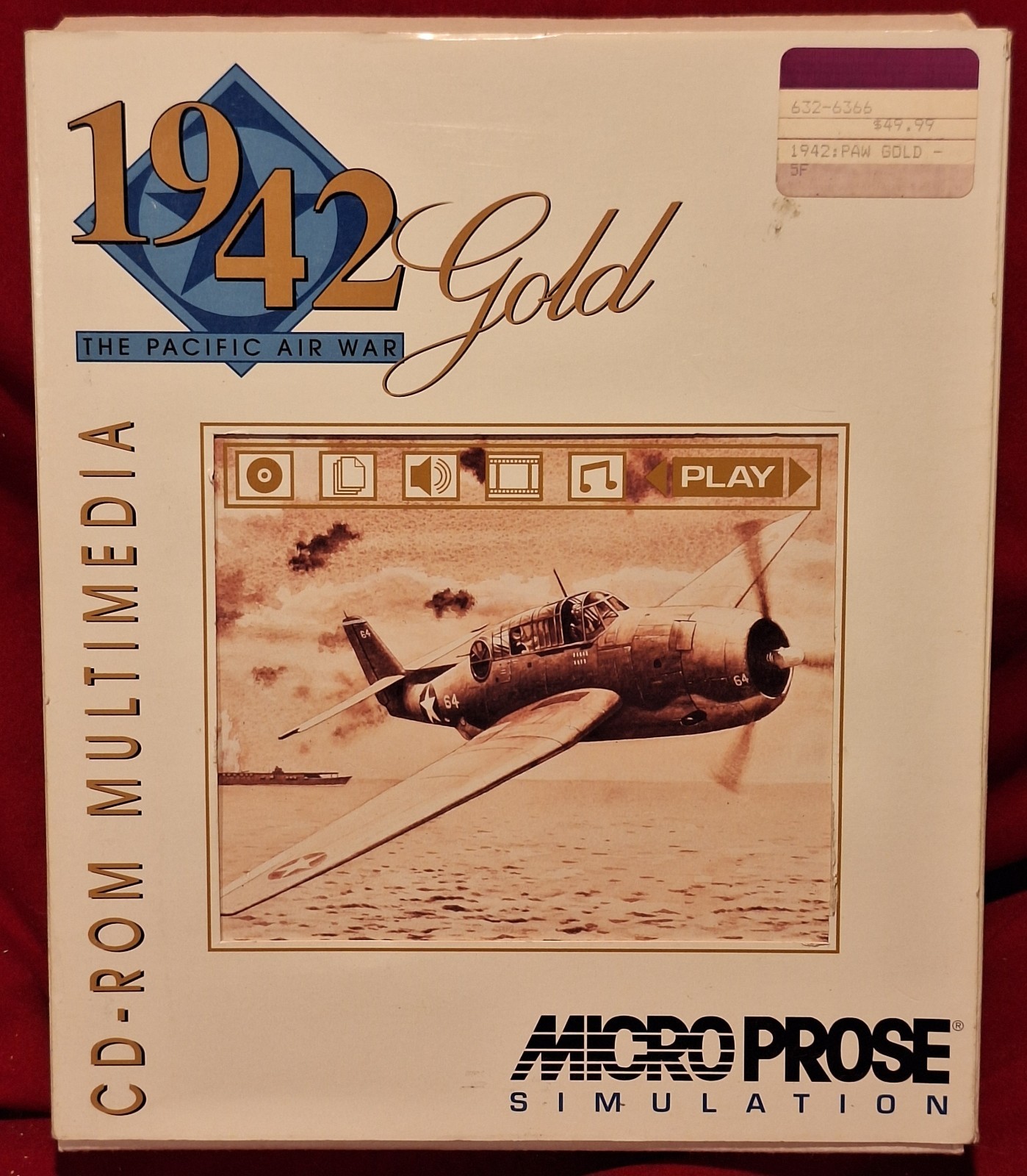1942 GOLD Pacific Air War | MicroProse 1994 Big Box IBM PC CD-Rom CIB