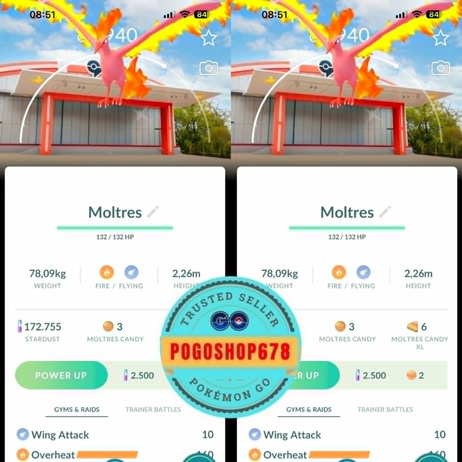 Pokémon PTC Go – Shiny Moltres PokePark Kanto Background ✨