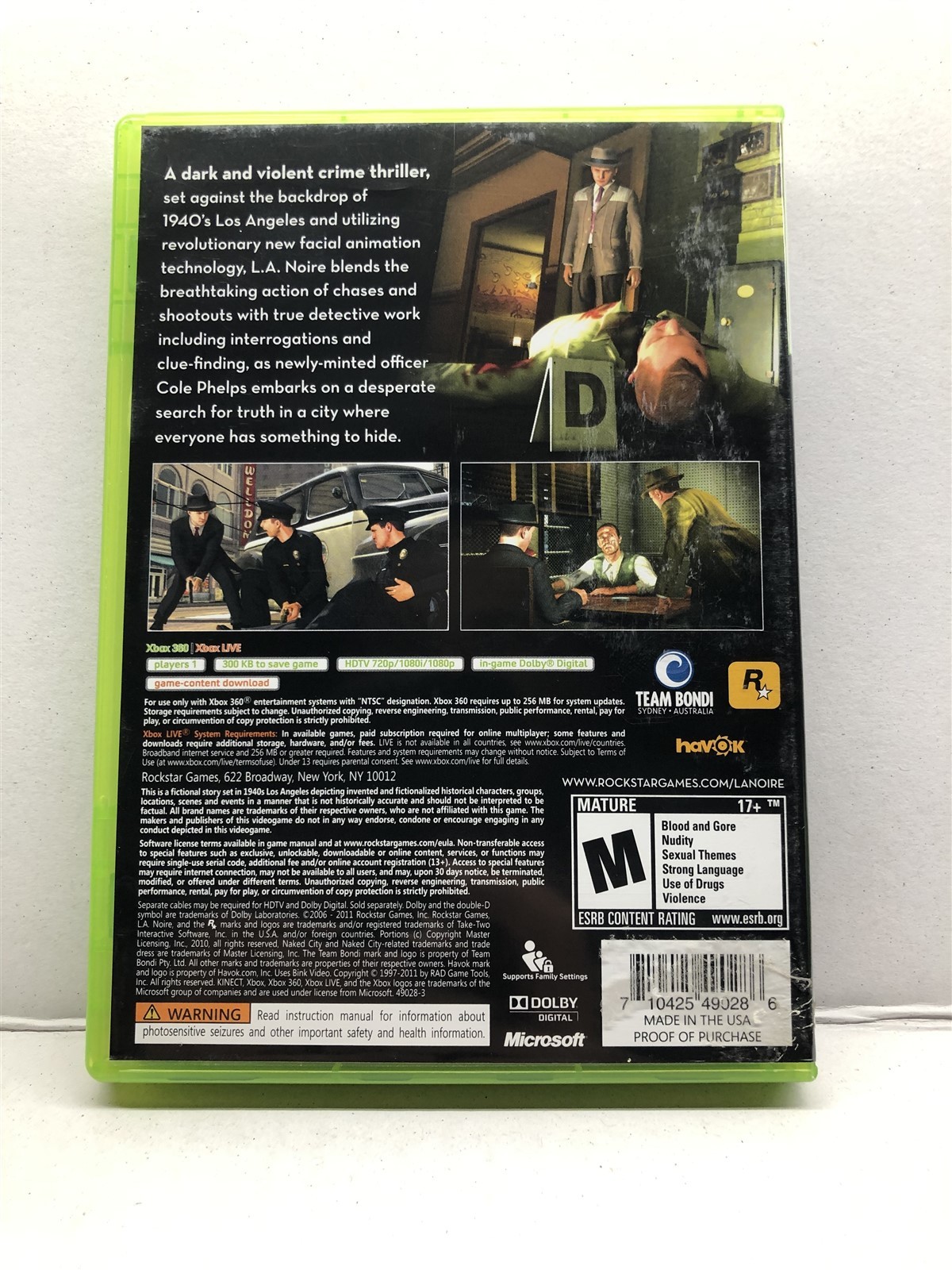 LA Noire (Microsoft Xbox 360, 2011) Complete Tested Working – Free Ship