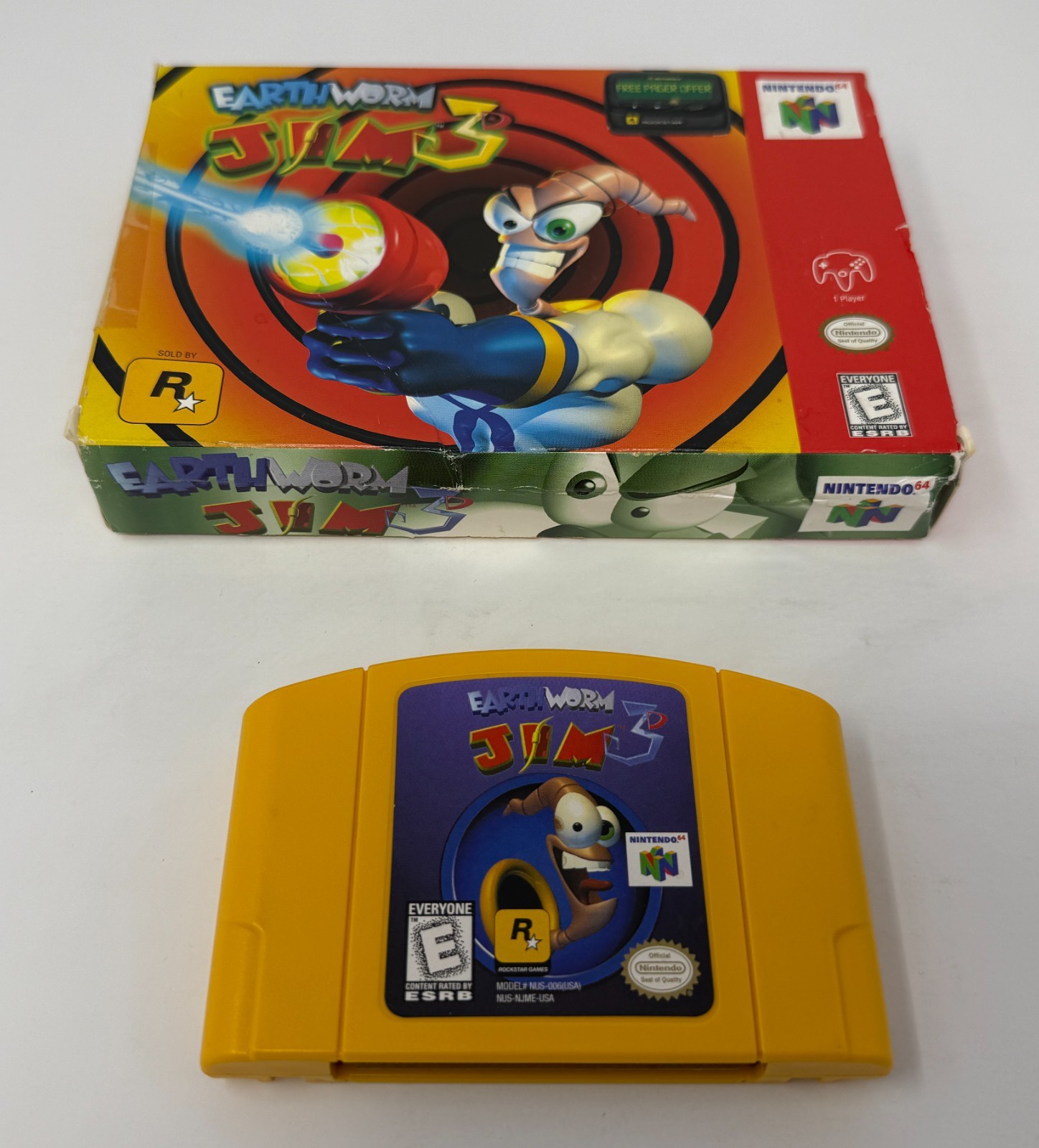 Earthworm Jim 3D GAME & BOX (No Manual) Nintendo 64 N64