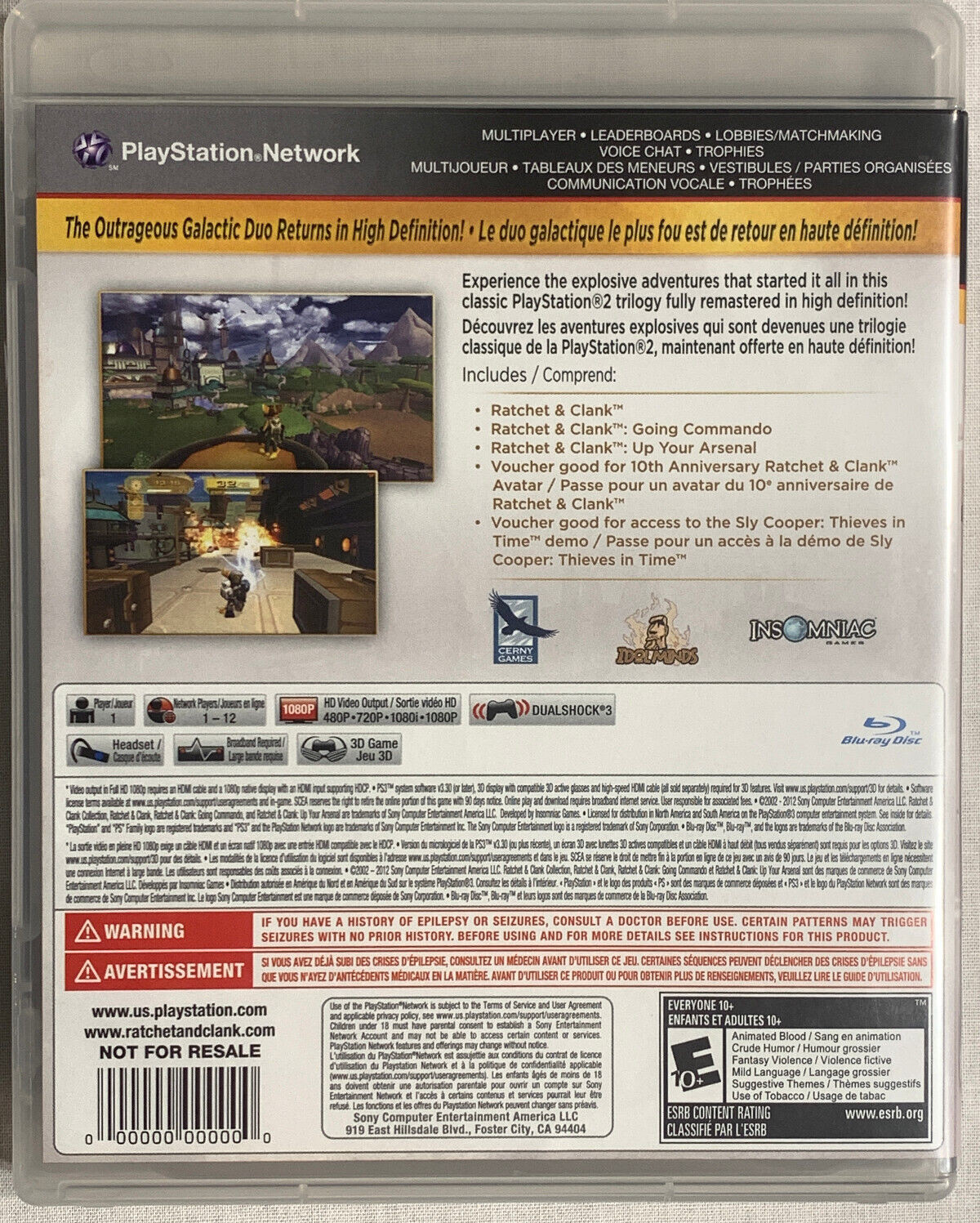 PS3 RATCHET & CLANK COLLECTION 2012 RARE NOT FOR RESALE COMPLETE +INSERT! TESTED