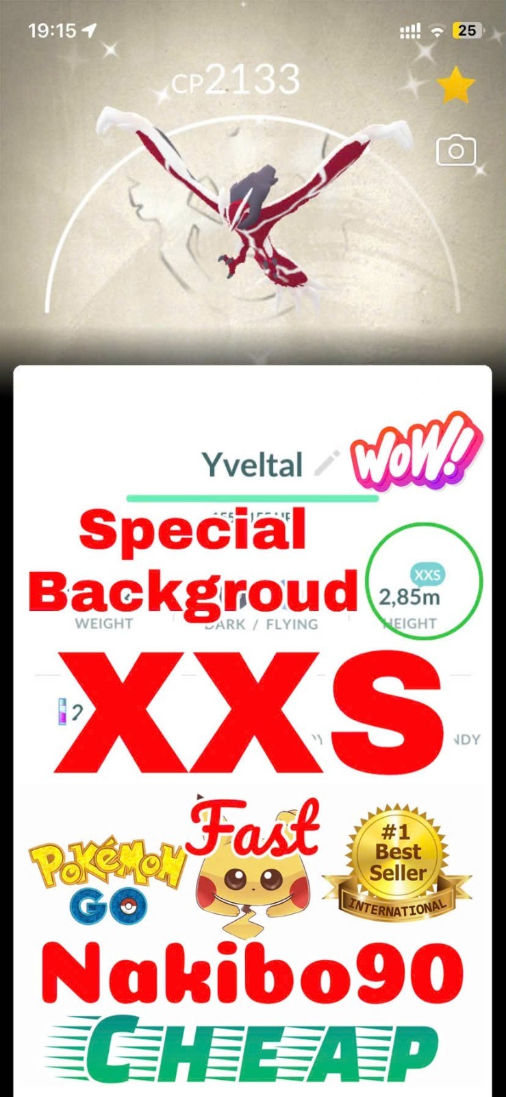 Pokemon✨Shiny Yveltal Special Backgroud✨XXS✨Go✨Fesst 2026✨Tra de✨P’TC✨Safe✨