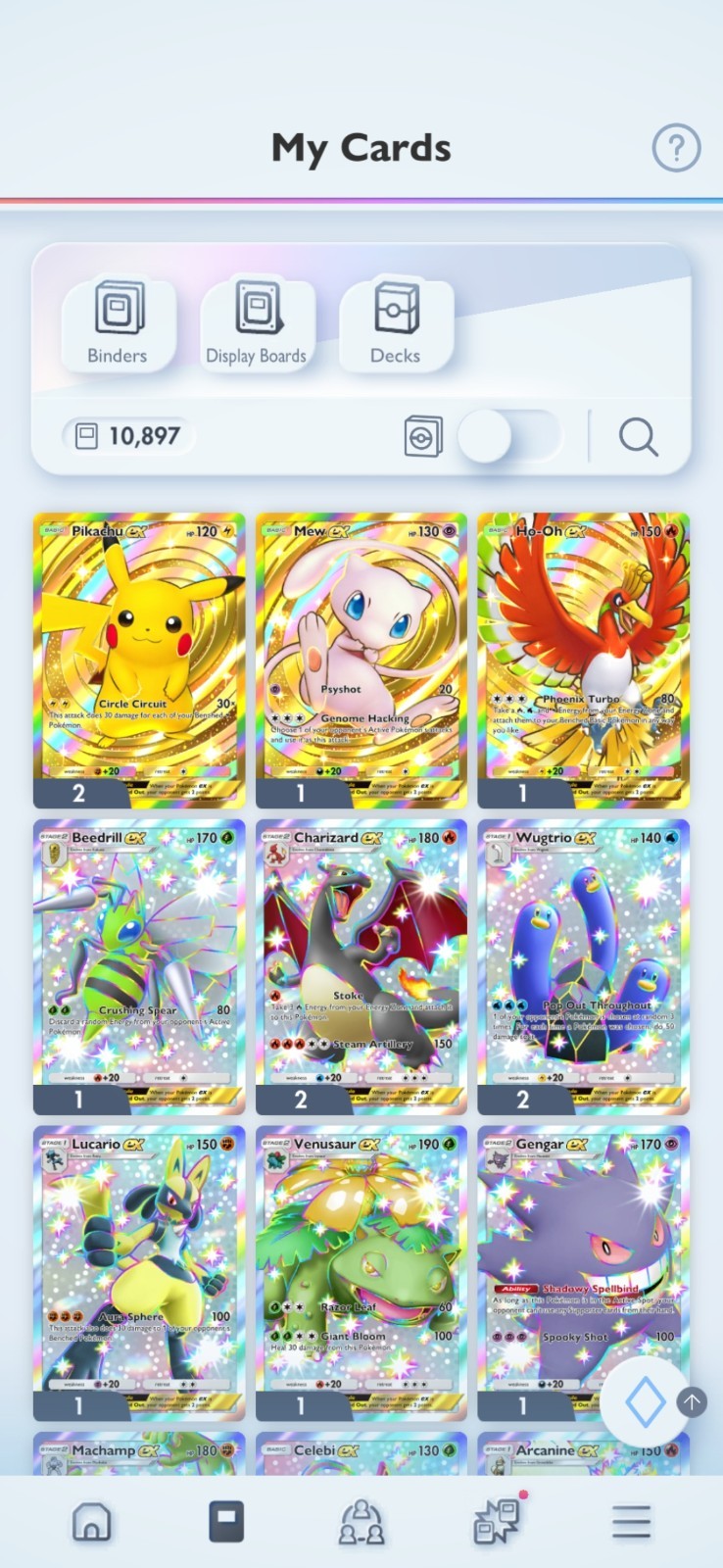 10k+ cards 4 Crowns, 28 2 star Shinies 35 immersive 68 FA/Rainbow/Trainers Whale