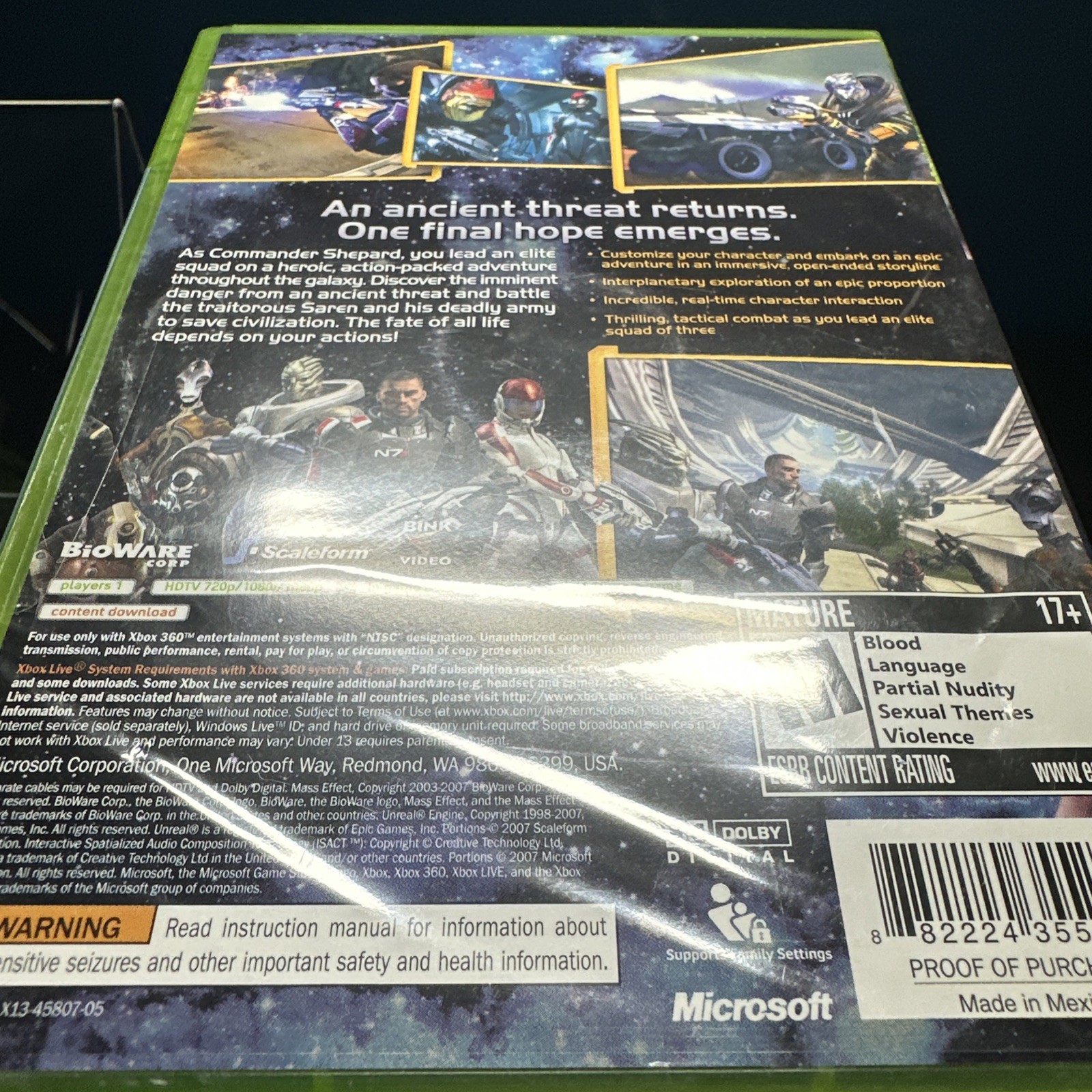 Mass Effect (Microsoft Xbox 360) Brand New Sealed Clean Rare 1st Print