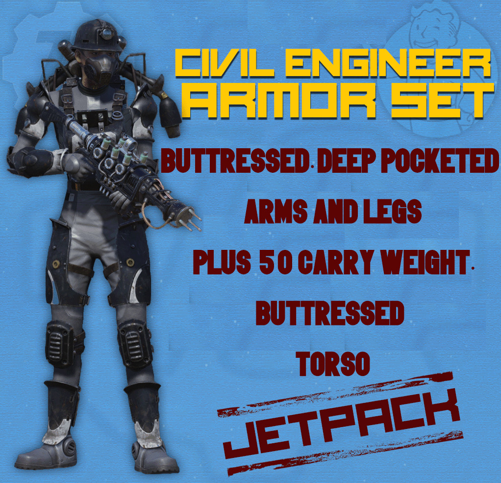 FALLOUT 76 [PC] CIVIL ENGINEER ARMOR FULL SET UNROLLED