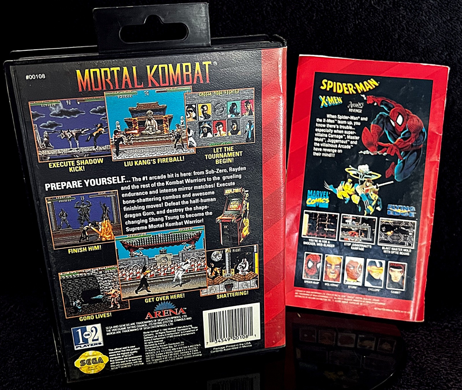 1992 MORTAL KOMBAT • WORKING w/CASE & MANUAL • VINTAGE SEGA GENESIS GAMES