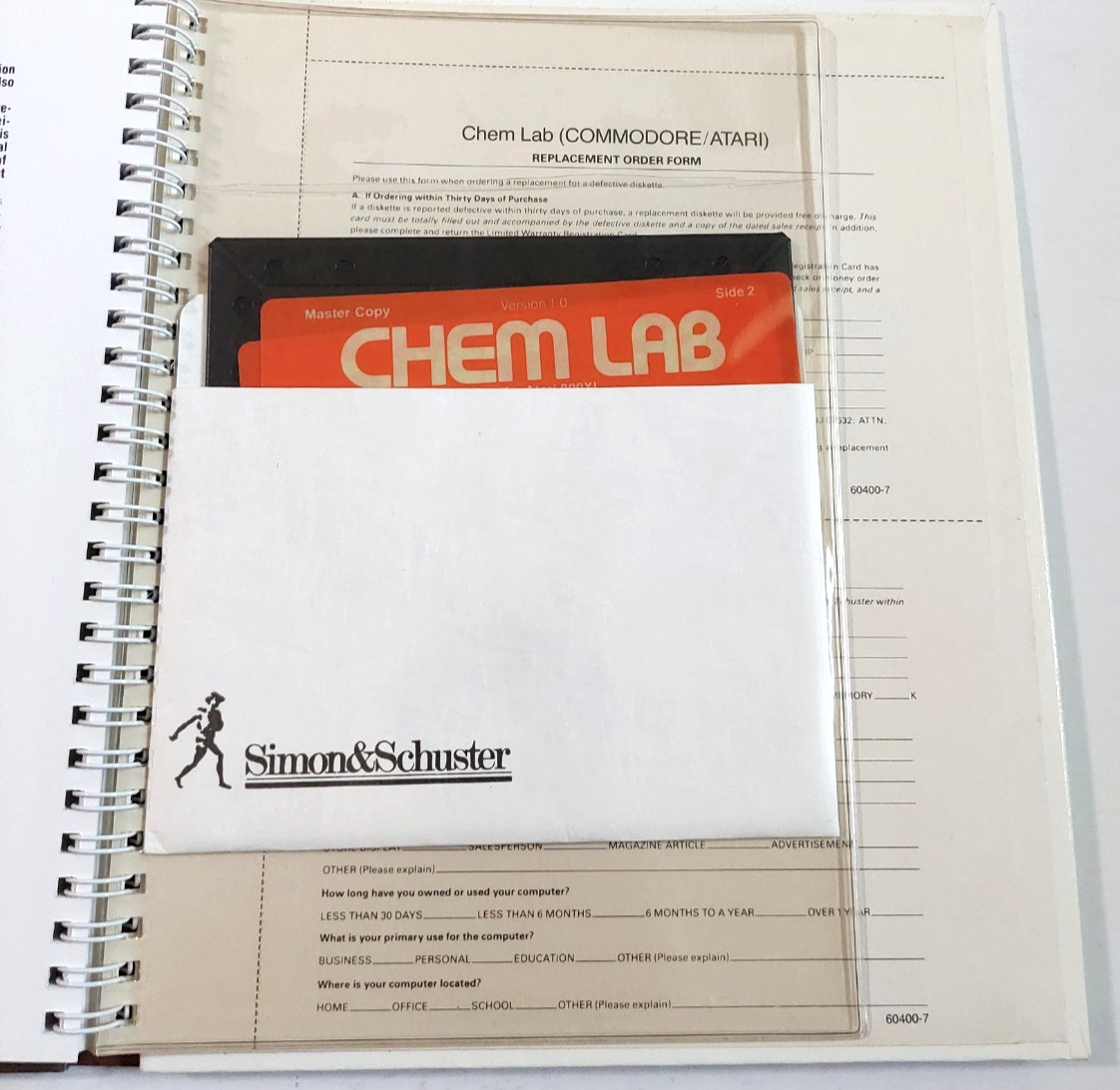 Chem Lab Commodore 64 CIB 1985 Simon & Schuster Children’s STEM Science Rare