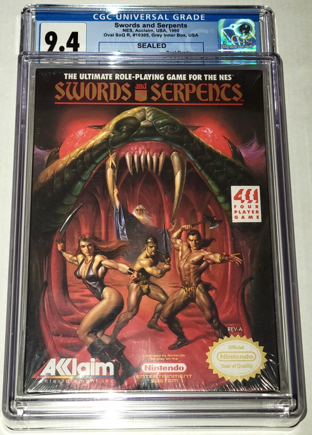 Swords and Serpents CGC 9.4 Seal A+ Nintendo NES Acclaim 1990 New Sealed