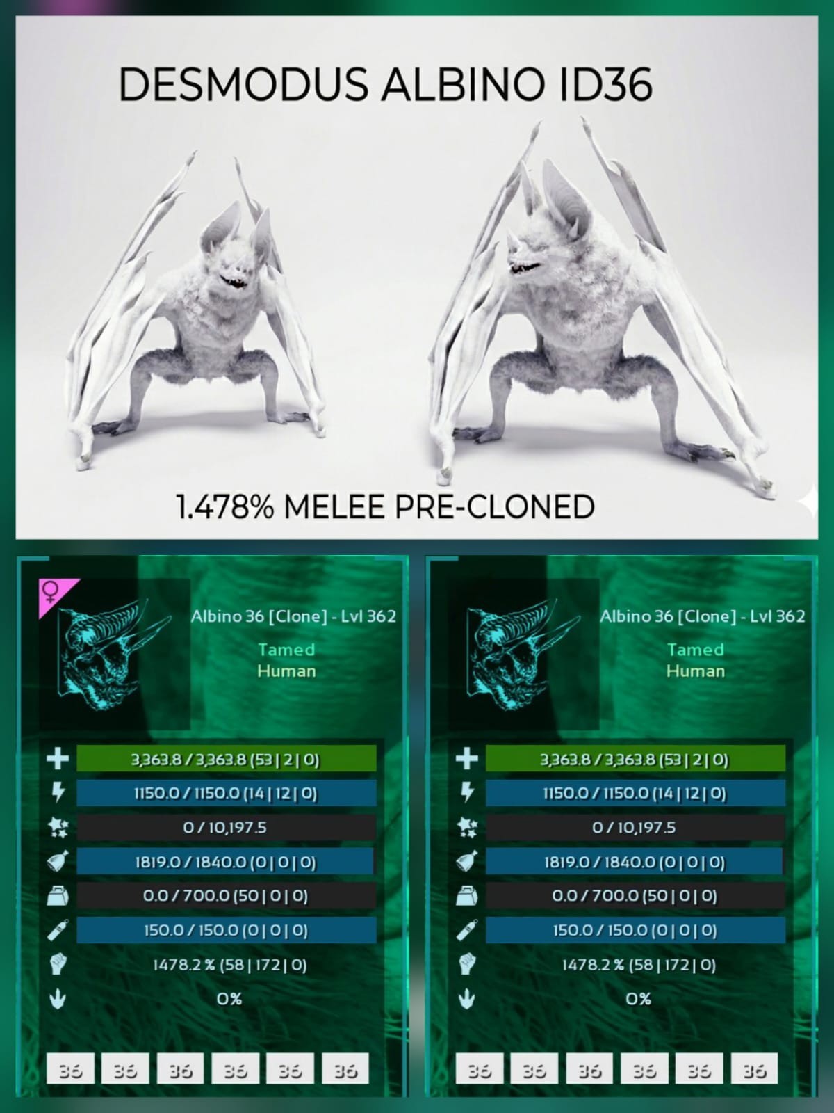 Desmodus Pre-Clone Breeding Pair – Top Melee – Ark Asa Official PVE PC/XBOX/PS5