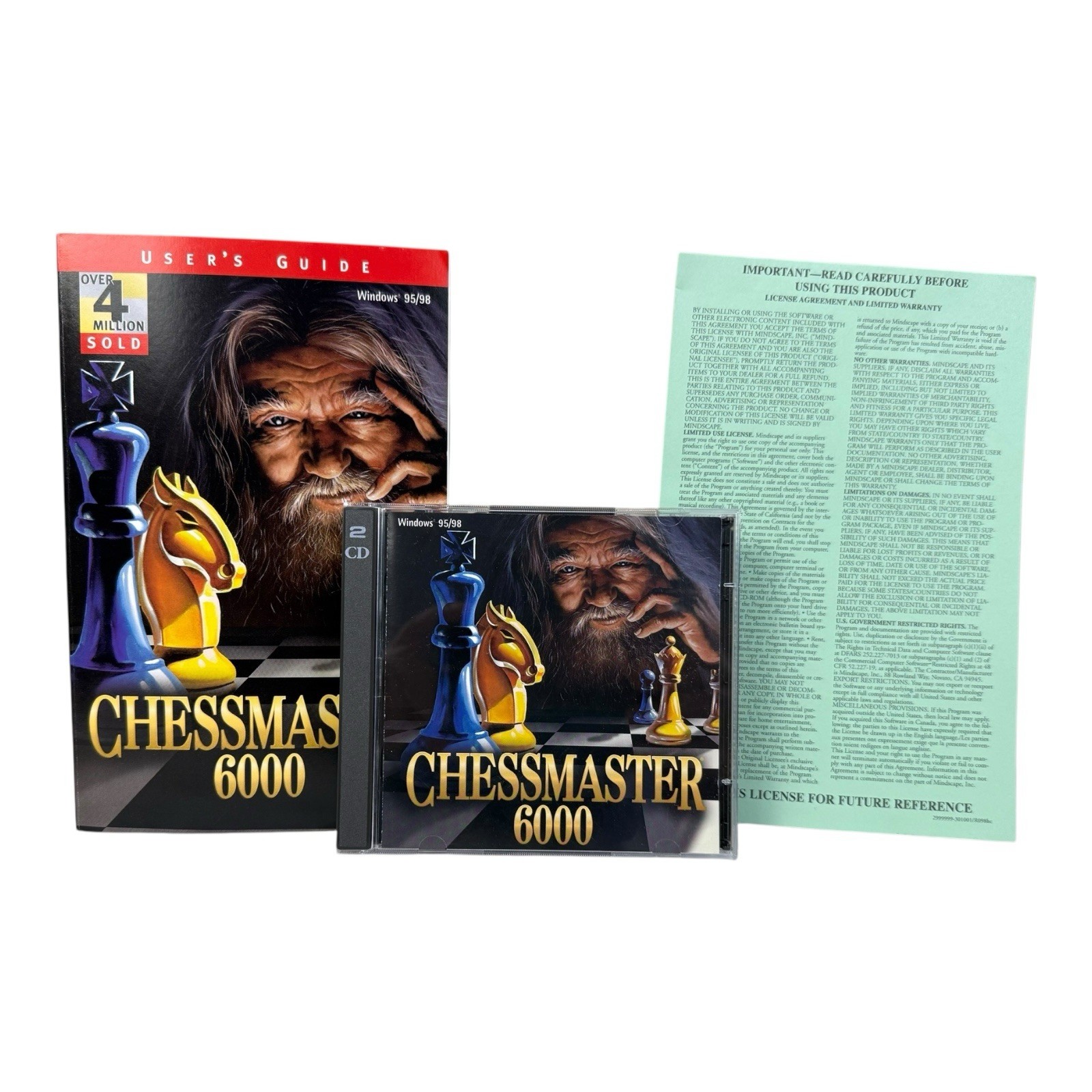 CHESSMASTER 6000 PC GAME Windows 95-98 CD 2 Disks~Excellent Condition!