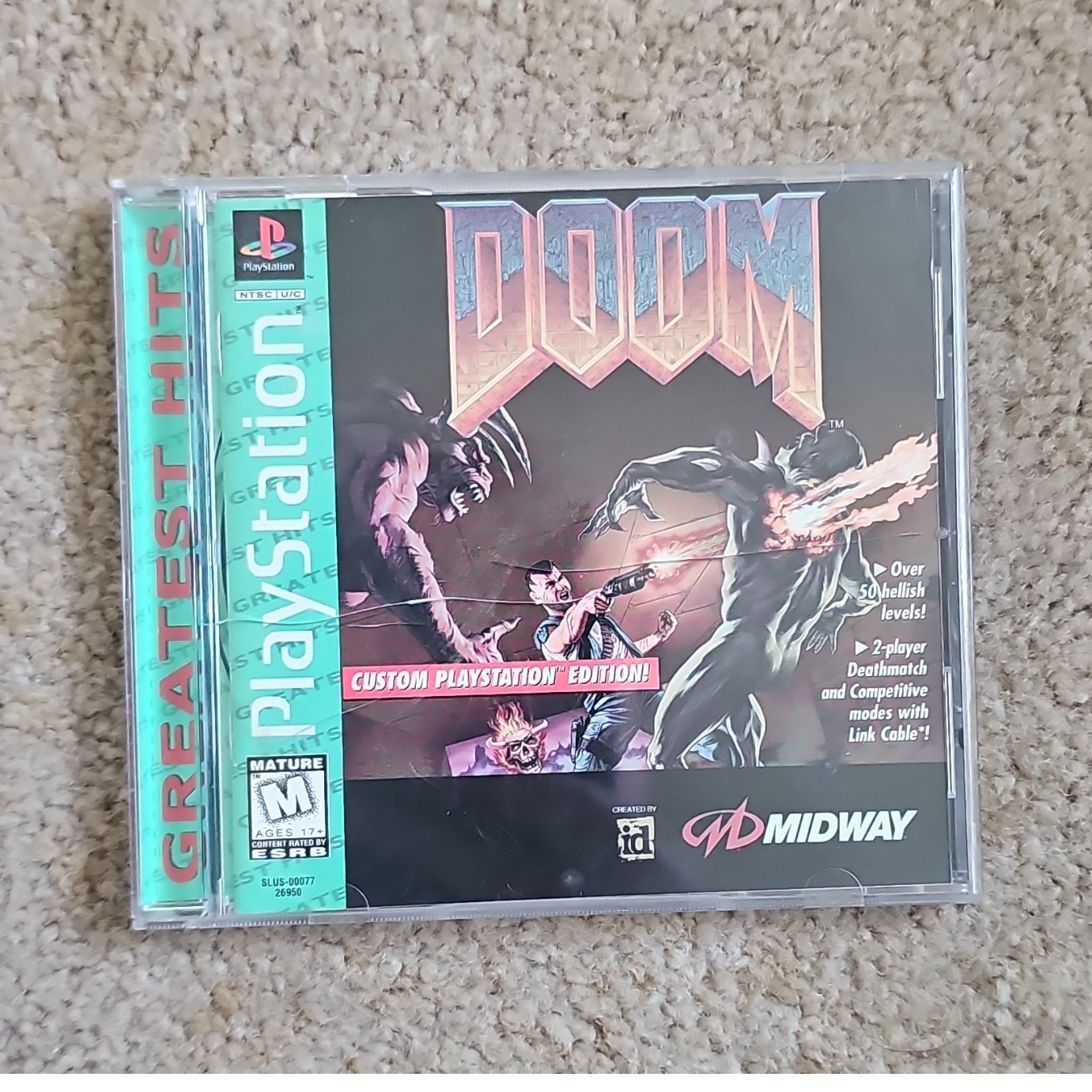 Doom Greatest Hits Custom PlayStation Edition 2-Player Deathmatch PS1 Midway