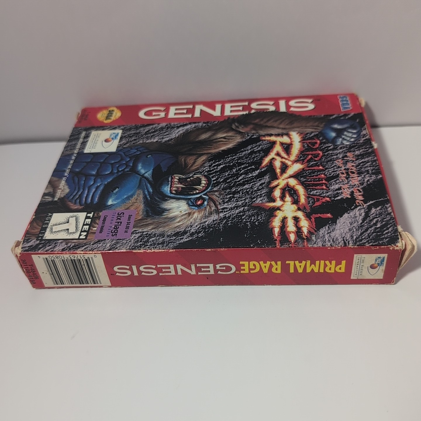 Primal Rage Sega Genesis Authentic with Box & Plastic Protector Case No Manual