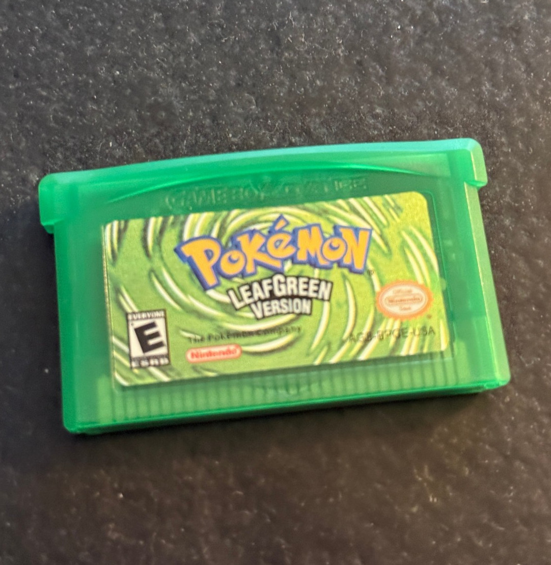 Pokemon Leaf Green Version Cartridge for Game Boy Advance (GBA) Tested & Saves!