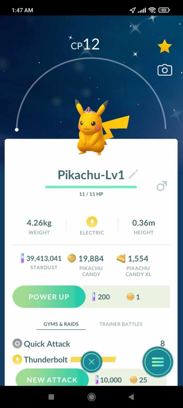 Pokemon Shiny Pikachu Male LV1 Amethyst Crown (London) -TRADE- Read Description