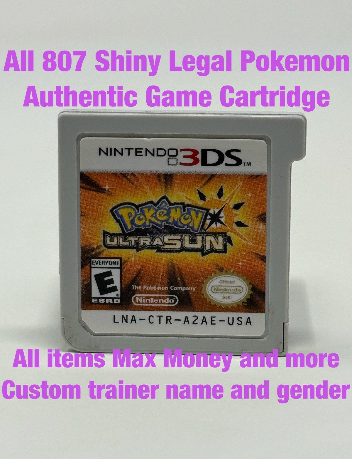 Unlocked Authentic Pokemon Ultra Sun Nintendo 3DS All 807 Shiny Pokemon & Items